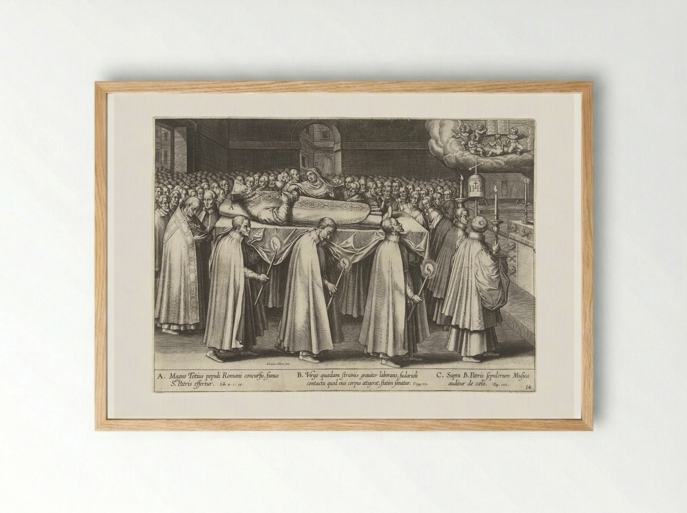 Begrafenis van Ignatius - Theodoor Galle - Framed Print Wood
