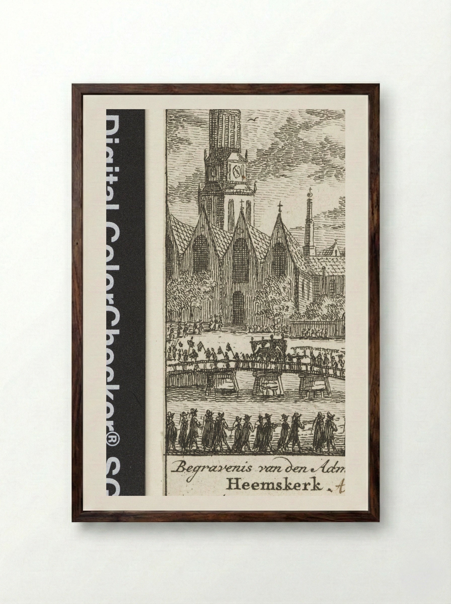 Begrafenis van Jacob van Heemskerck in de Oude Kerk te Amsterdam - Simon Fokke - Framed Print Dark Wood