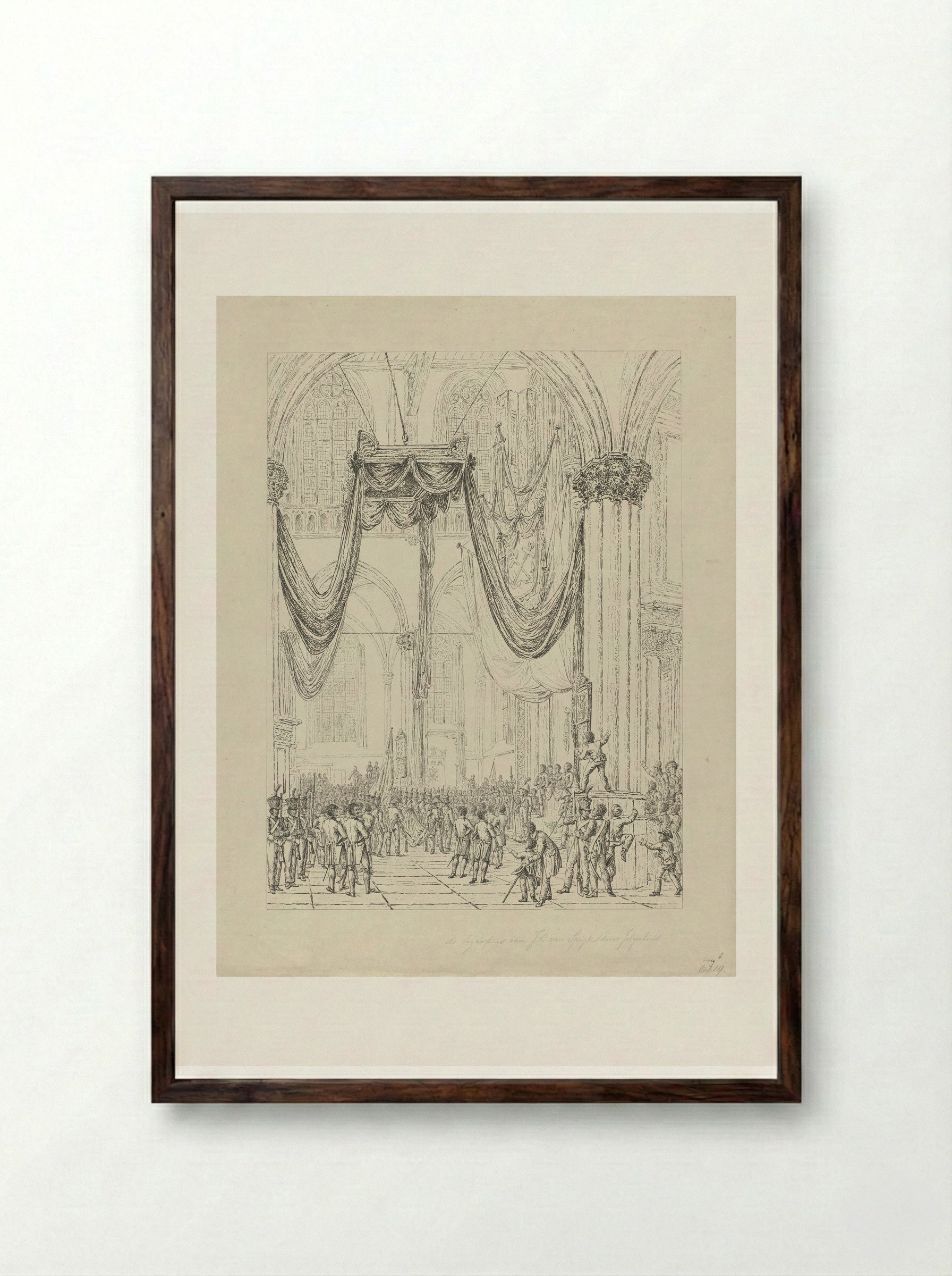 Begrafenis van Jan van Speyk - Johannes Jelgerhuis - Framed Print Dark Wood