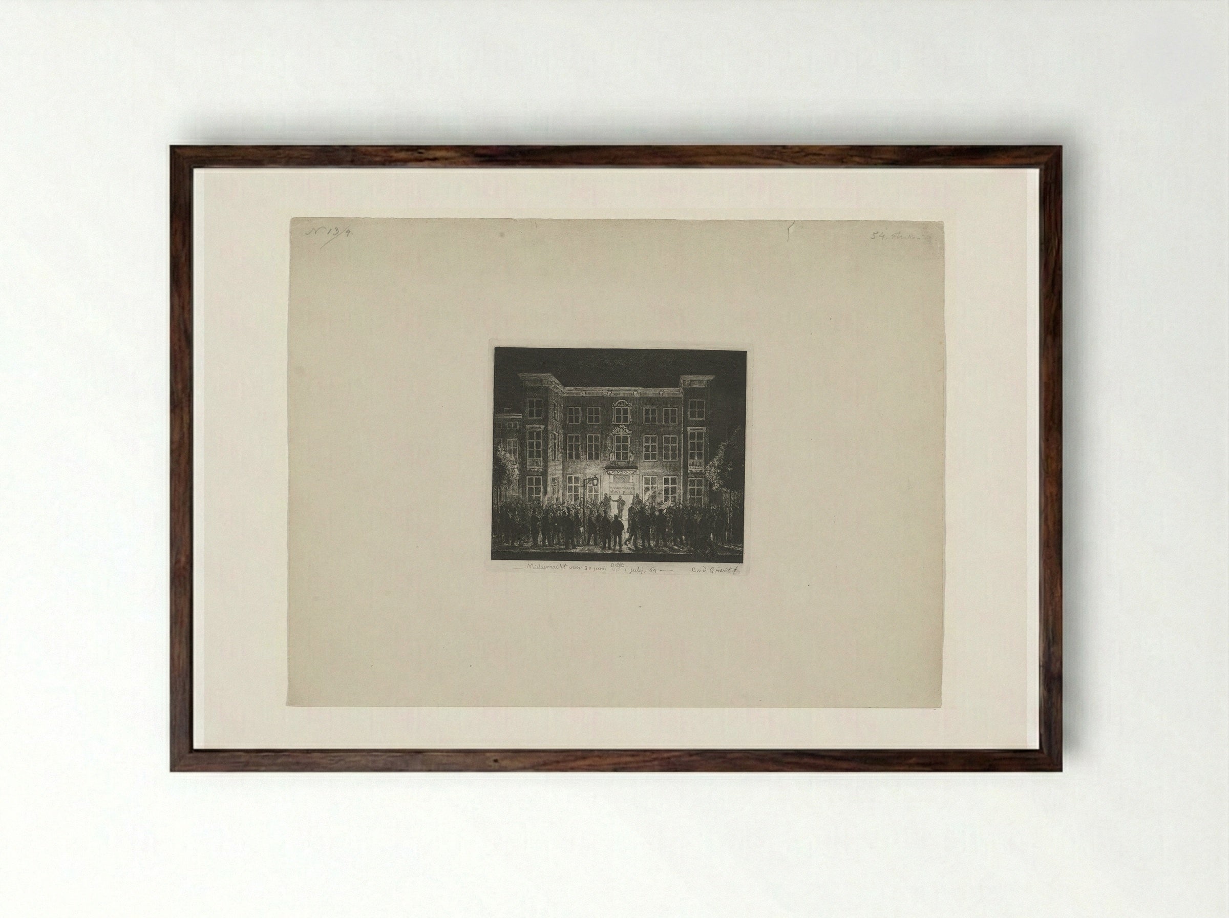Begrafenis van de Delftsche academie, 30 juni 1864 - Jan Weissenbruch - Framed Print Dark Wood