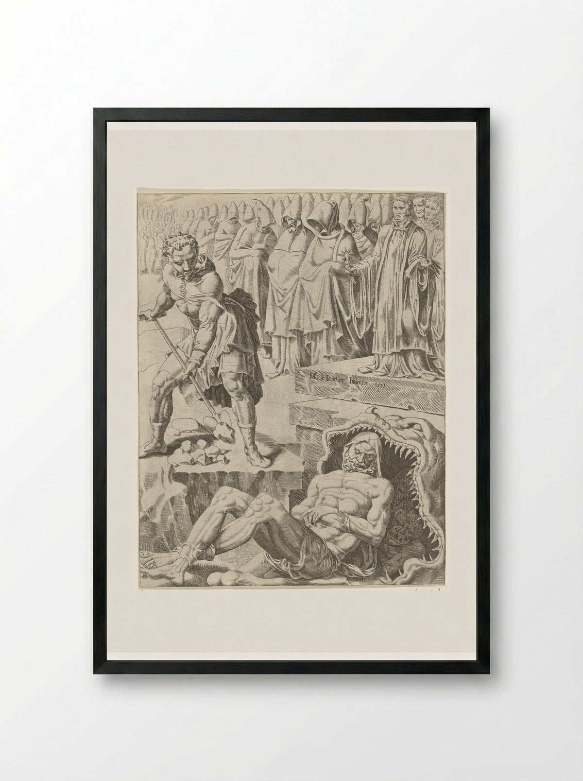 Begrafenis van de rijke man - Dirck Volckertsz. Coornhert - Framed Print Black