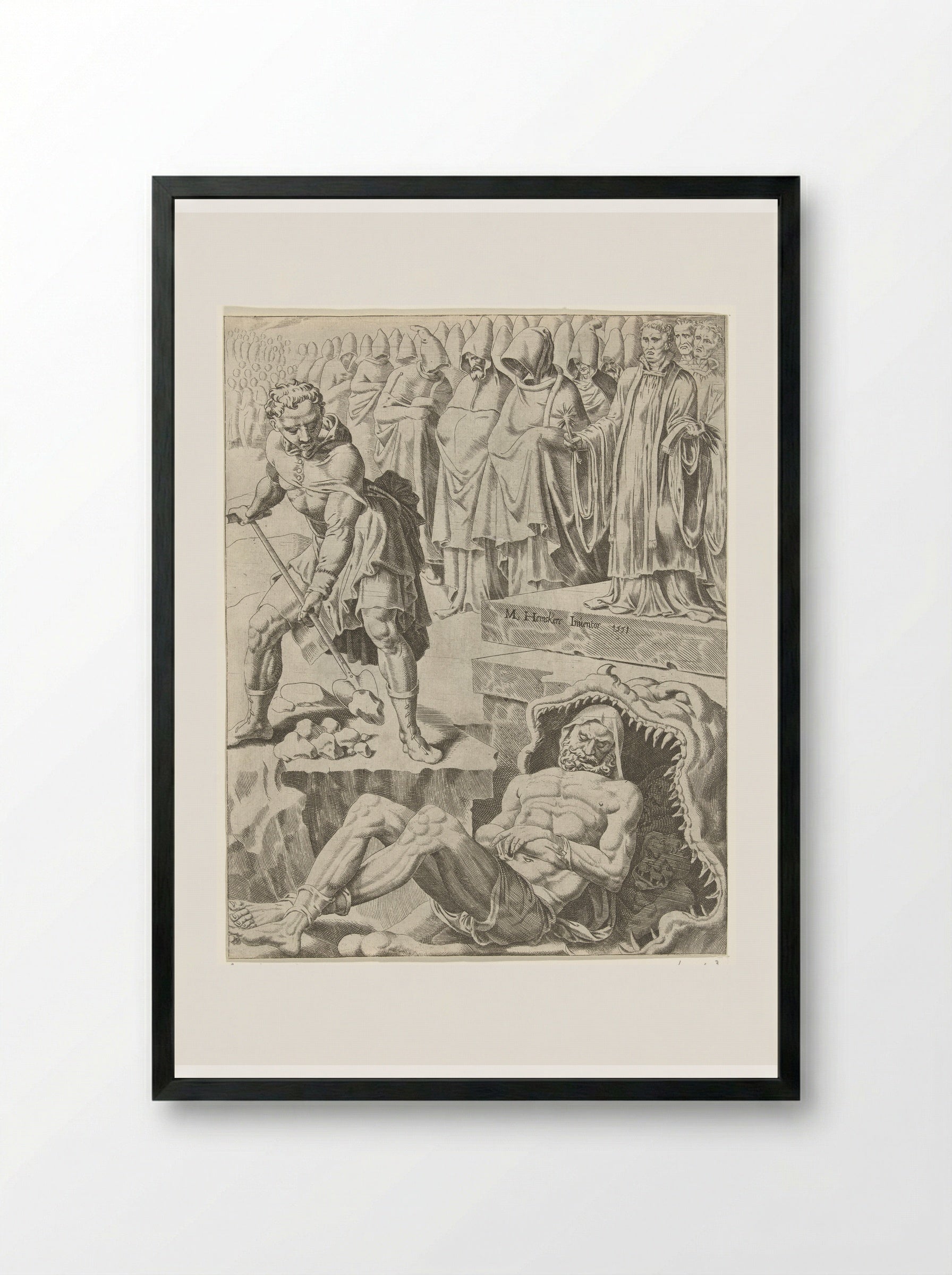 Begrafenis van de rijke man - Dirck Volckertsz. Coornhert - Framed Print Black