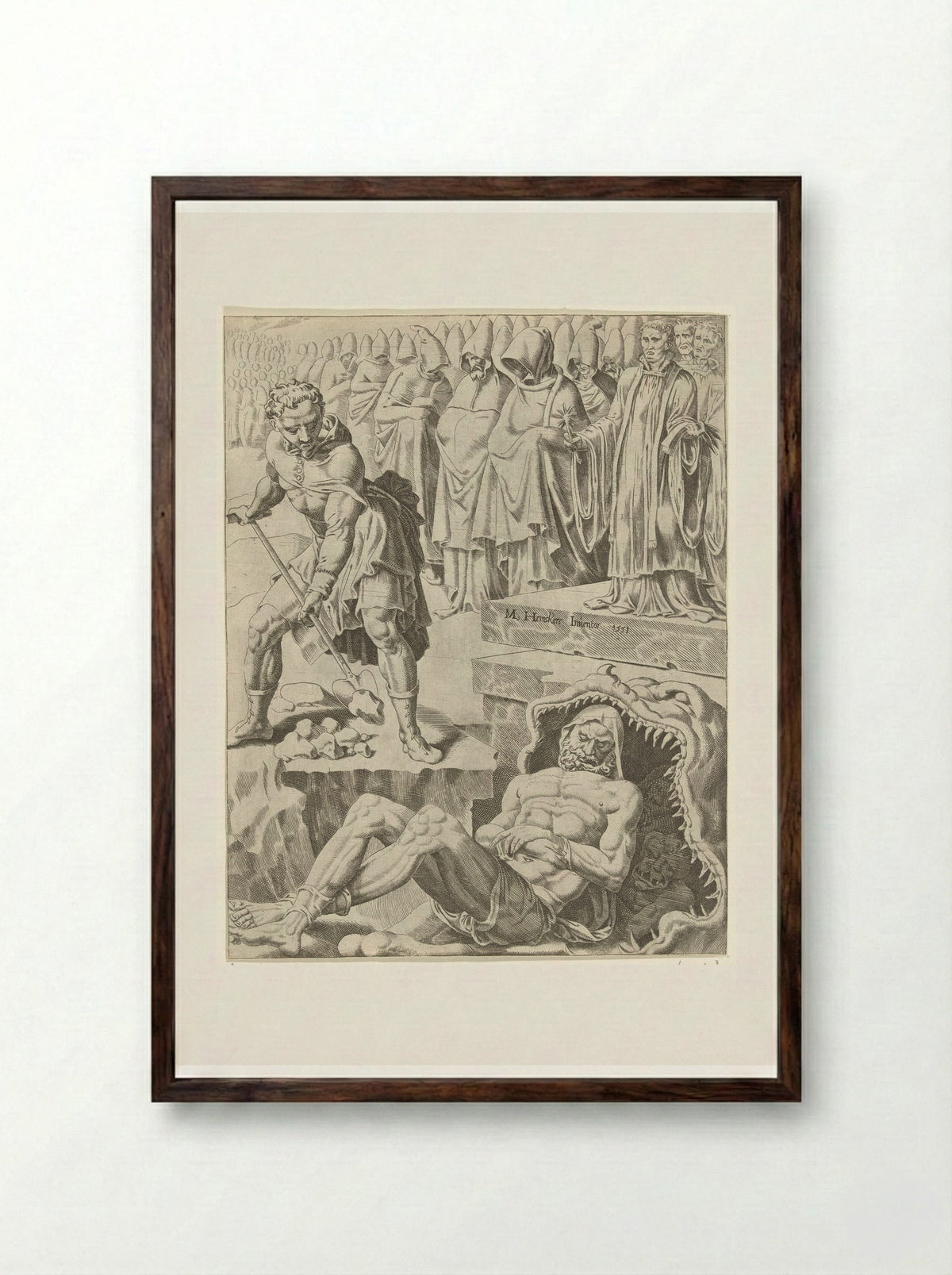 Begrafenis van de rijke man - Dirck Volckertsz. Coornhert - Framed Print Dark Wood