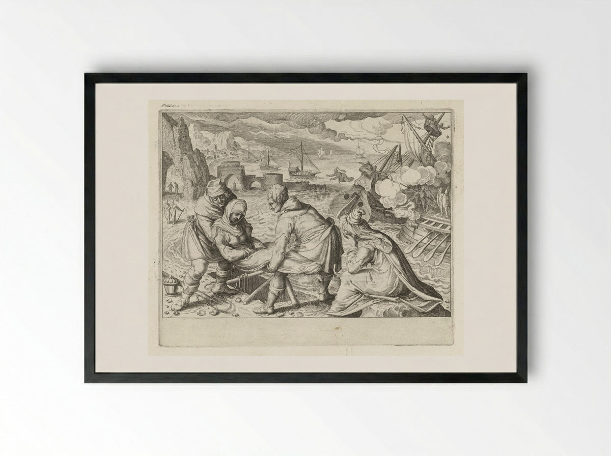 Begrafenis van de verdronken Hippo - Zacharias Dolendo - Framed Print Black