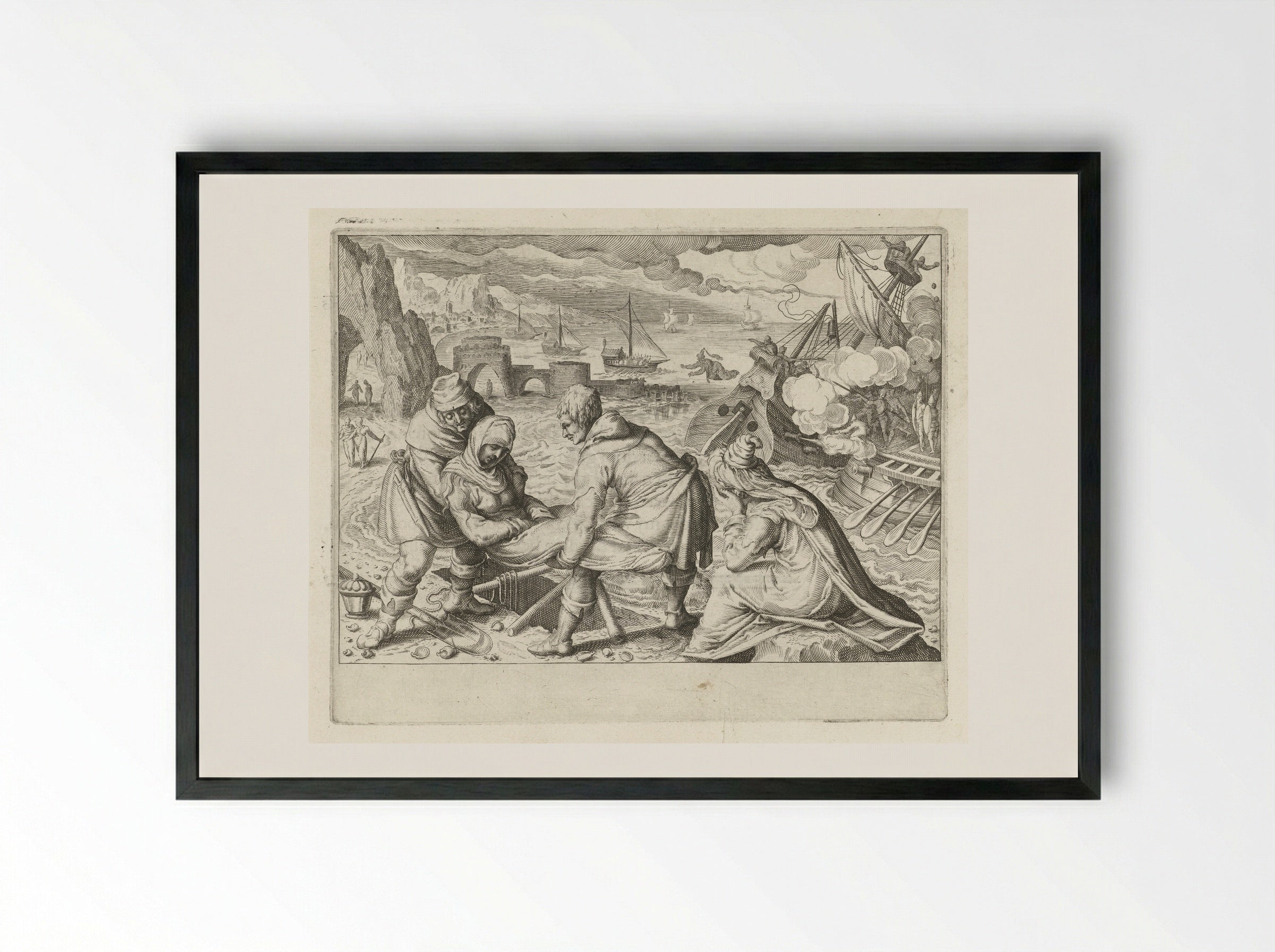 Begrafenis van de verdronken Hippo - Zacharias Dolendo - Framed Print Black
