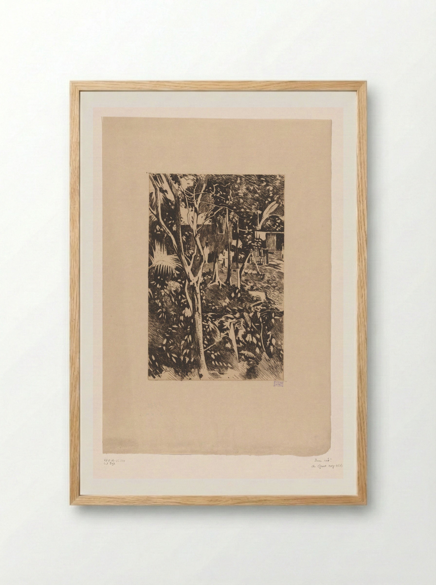 Begroeiing in de tuin van Hotel Bellevue in Buitenzorg - Willem Witsen - Framed Print Wood