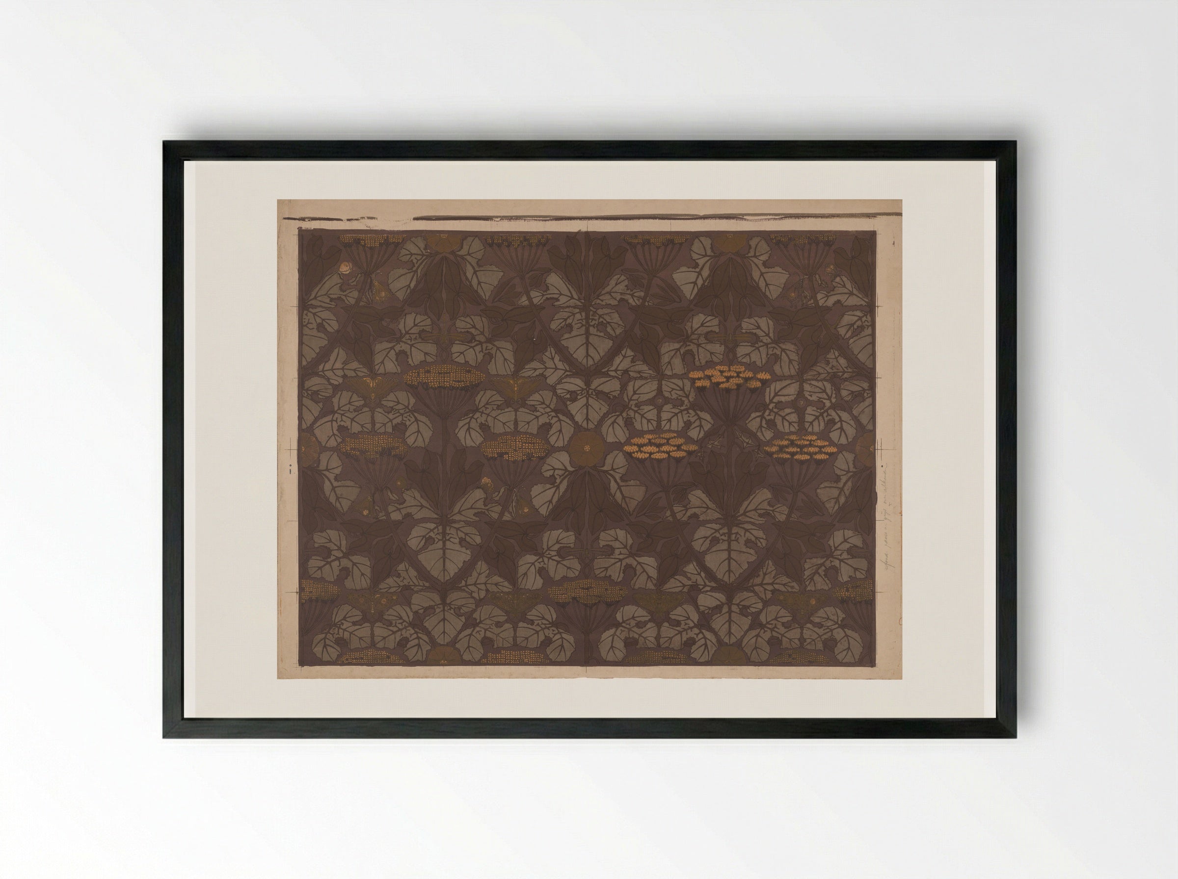 Behangselpapier met schermbloemen, vlinders en libellen - Theo Nieuwenhuis - Framed Print Black
