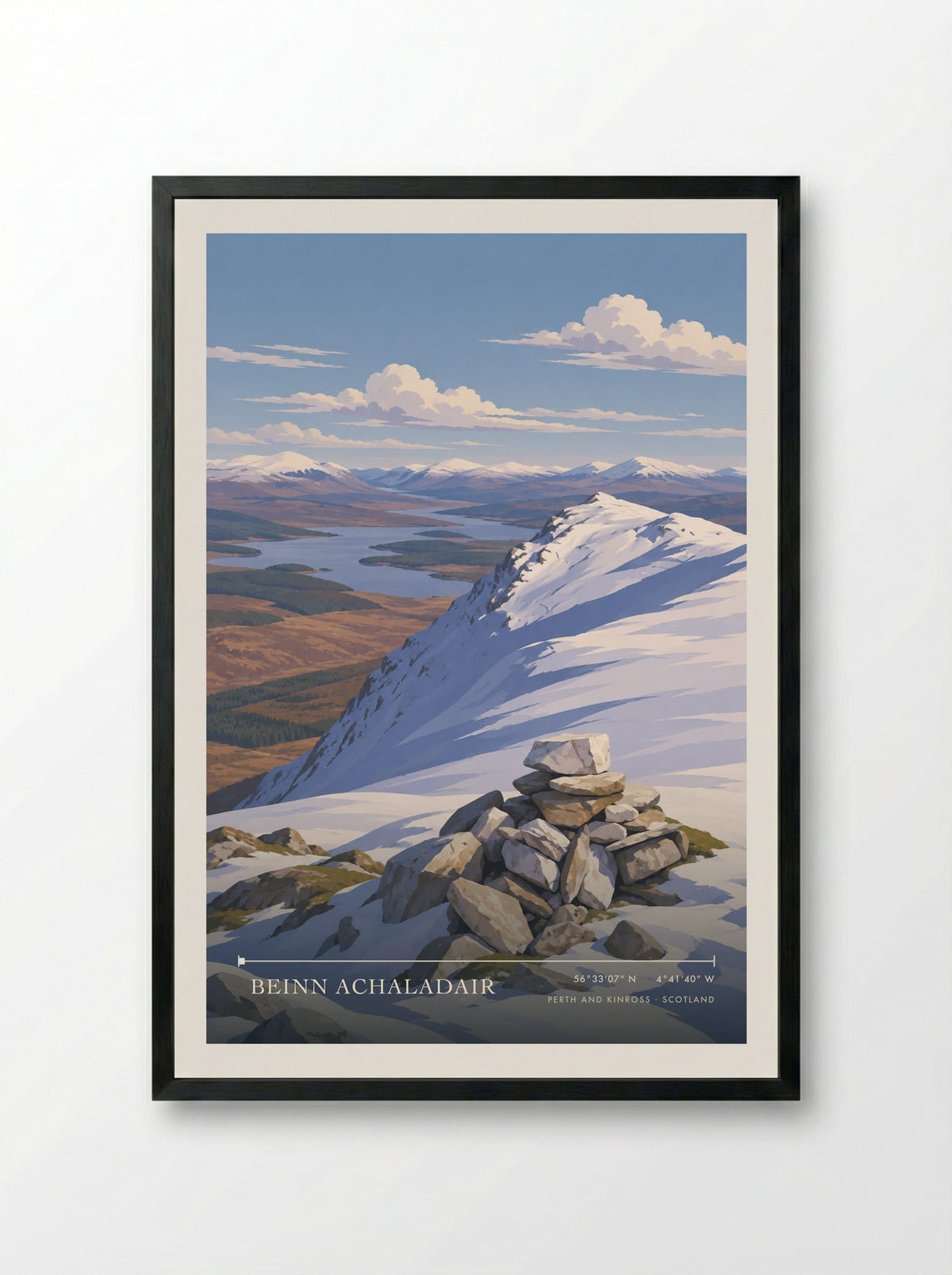 Beinn Achaladair, Perth and Kinross | Travel Poster - Framed Print Black