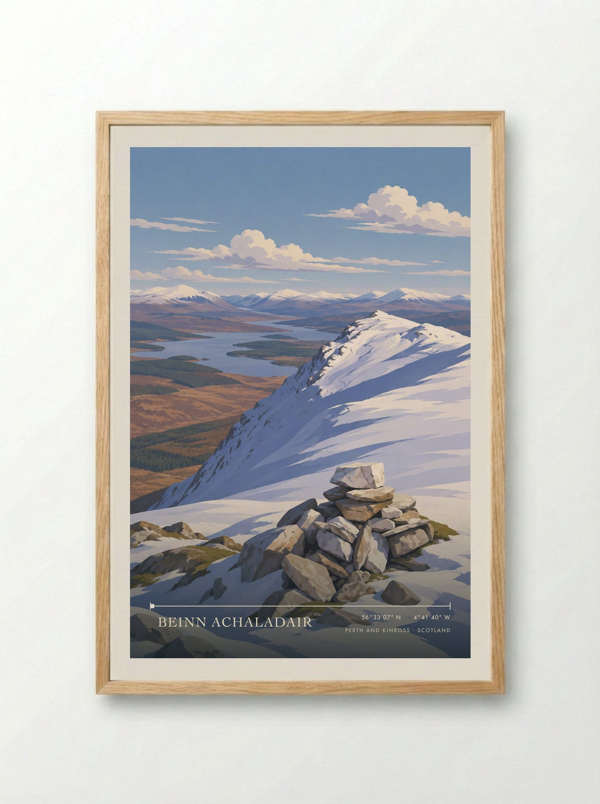 Beinn Achaladair, Perth and Kinross | Travel Poster - Framed Print Wood