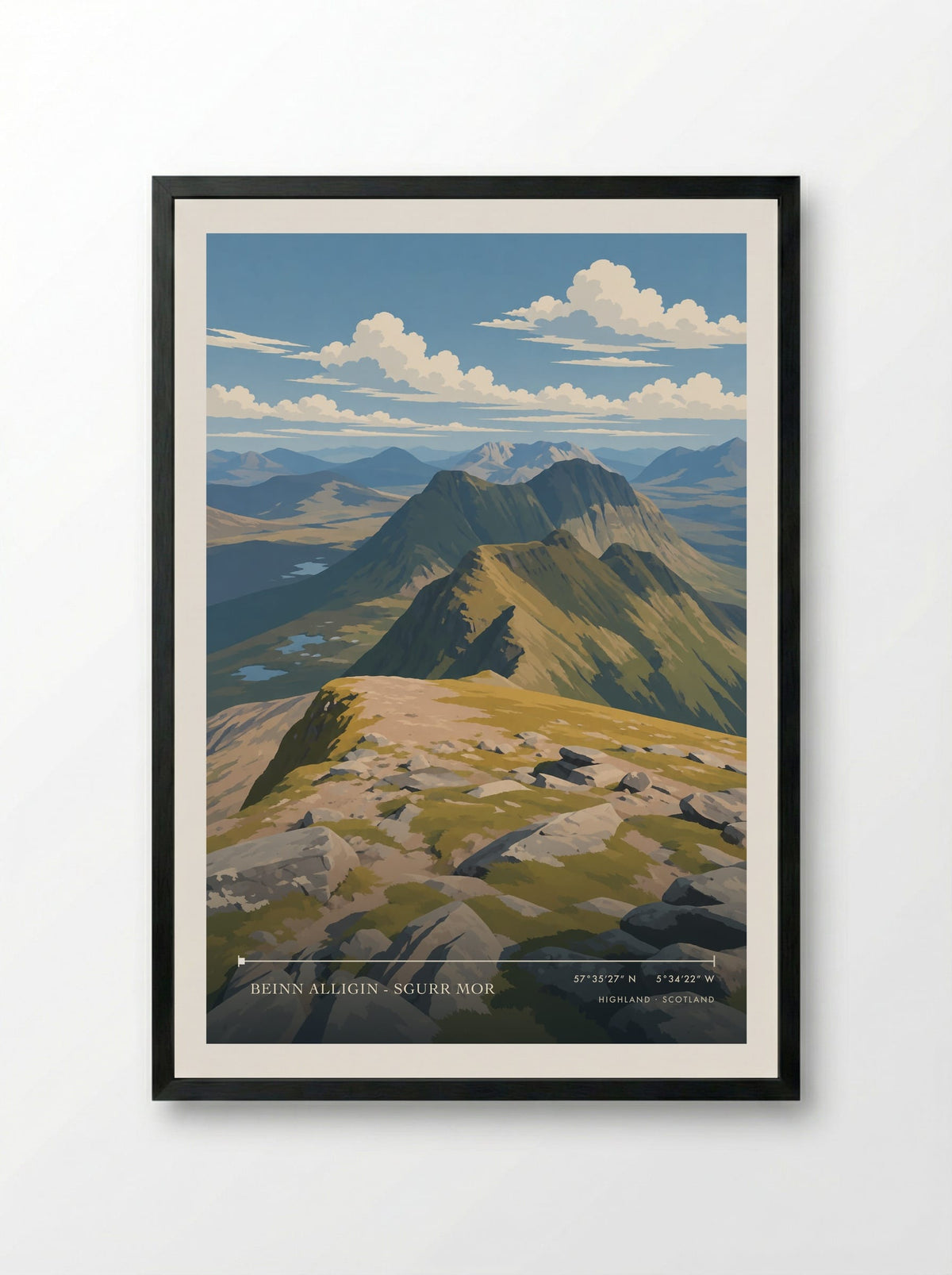 Beinn Alligin - Sgurr Mor, Highland | Travel Poster - Framed Print Black