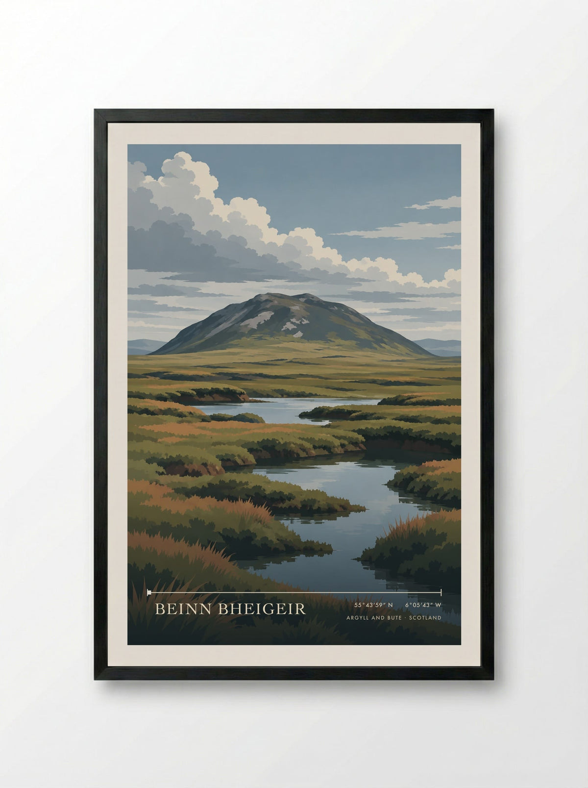 Beinn Bheigeir, Argyll and Bute | Travel Poster - Framed Print Black