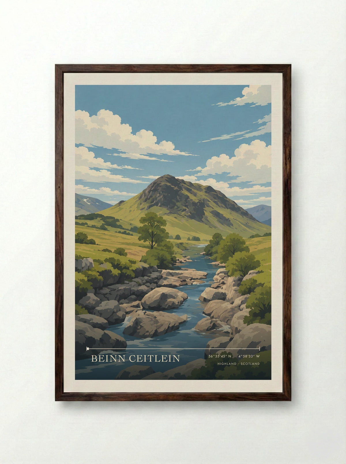 Beinn Ceitlein, Highland | Travel Poster - Framed Print Dark Wood