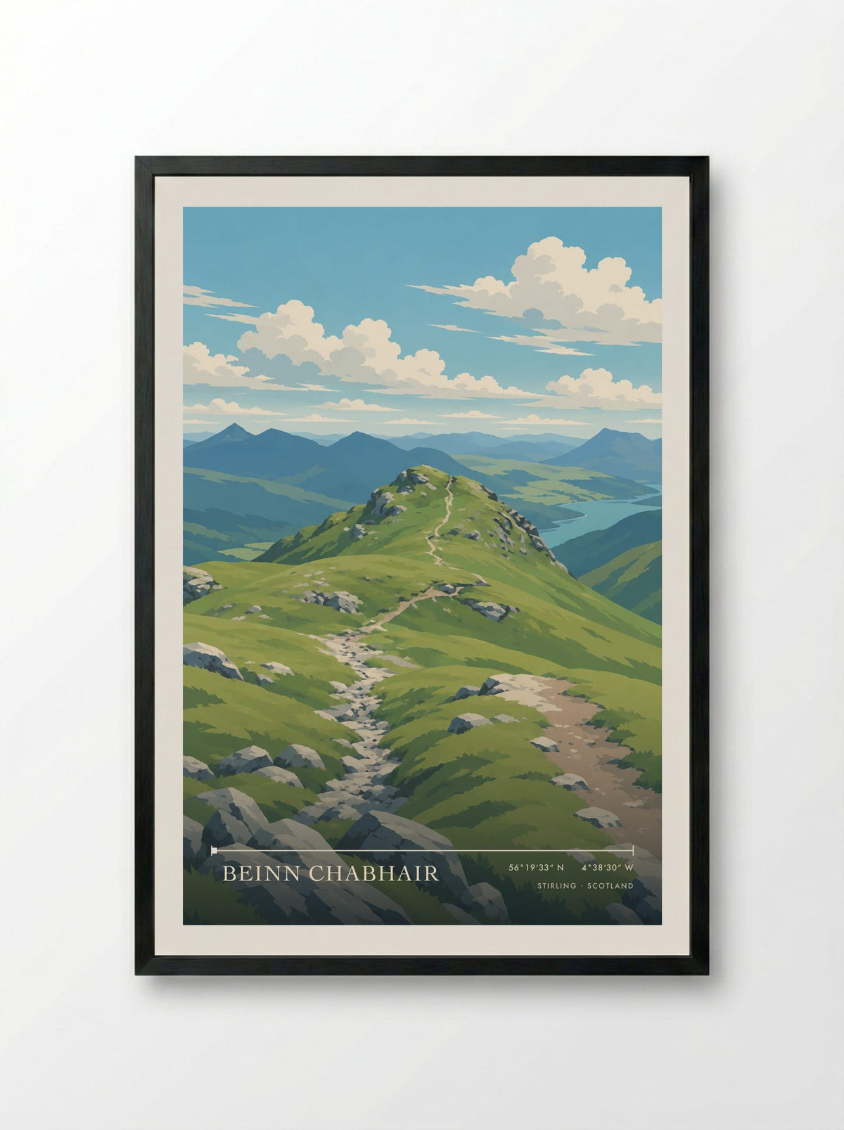 Beinn Chabhair, Stirling | Travel Poster - Framed Print Black