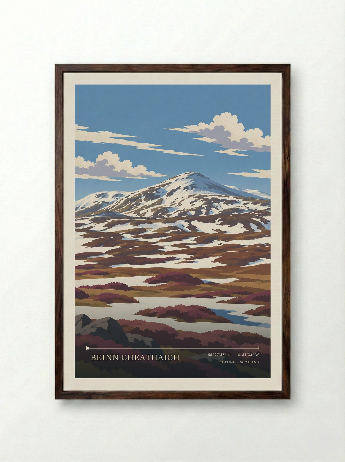 Beinn Cheathaich, Stirling | Travel Poster - Framed Print Dark Wood