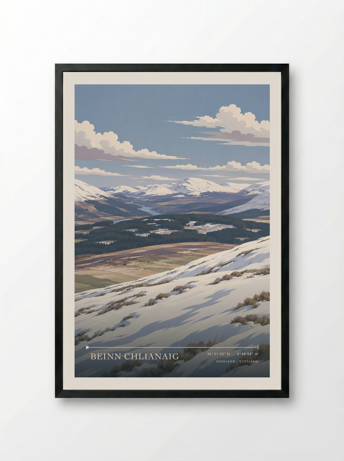 Beinn Chlianaig, Highland | Travel Poster - Framed Print Black