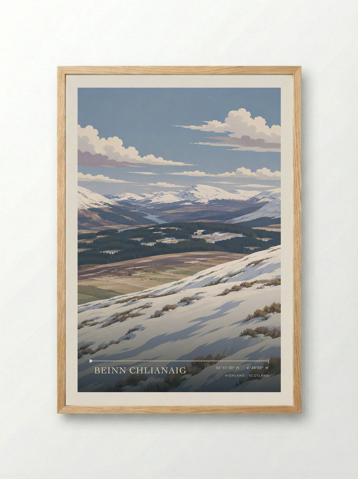 Beinn Chlianaig, Highland | Travel Poster - Framed Print Wood