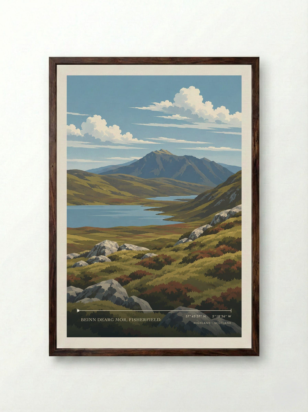 Beinn Dearg Mor, Fisherfield, Highland | Travel Poster - Framed Print Dark Wood