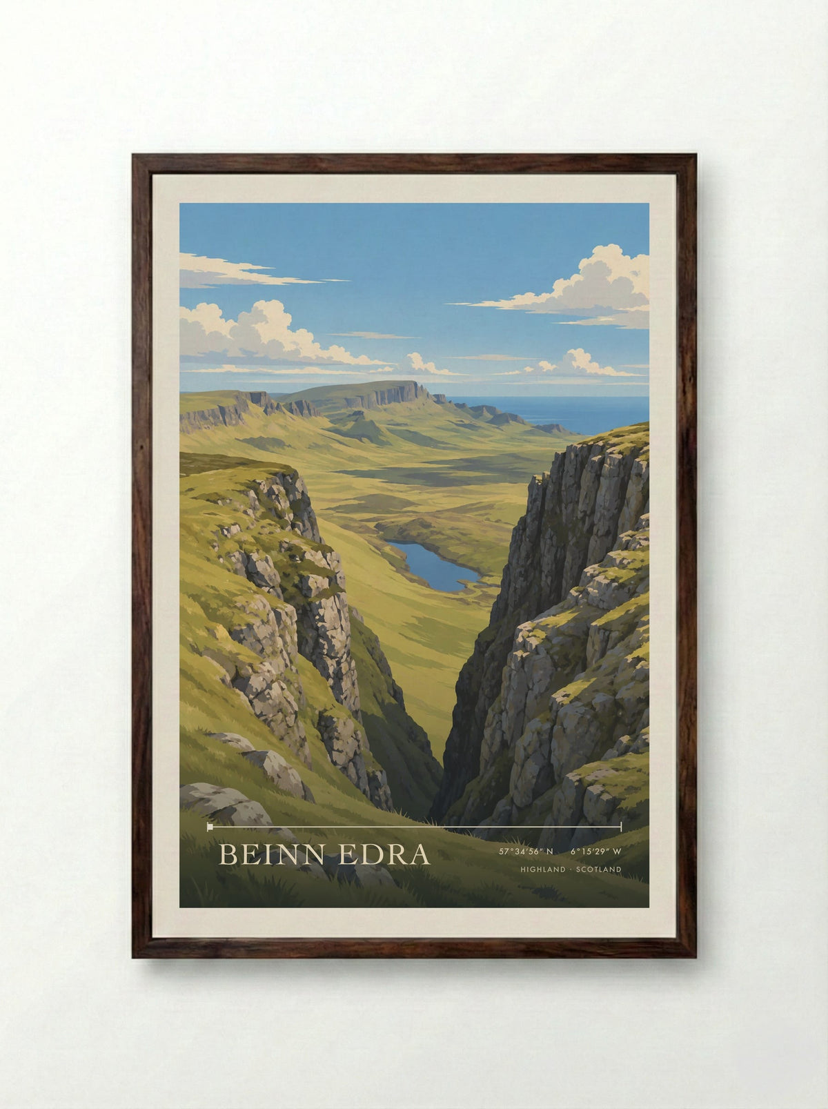 Beinn Edra, Highland | Travel Poster - Framed Print Dark Wood