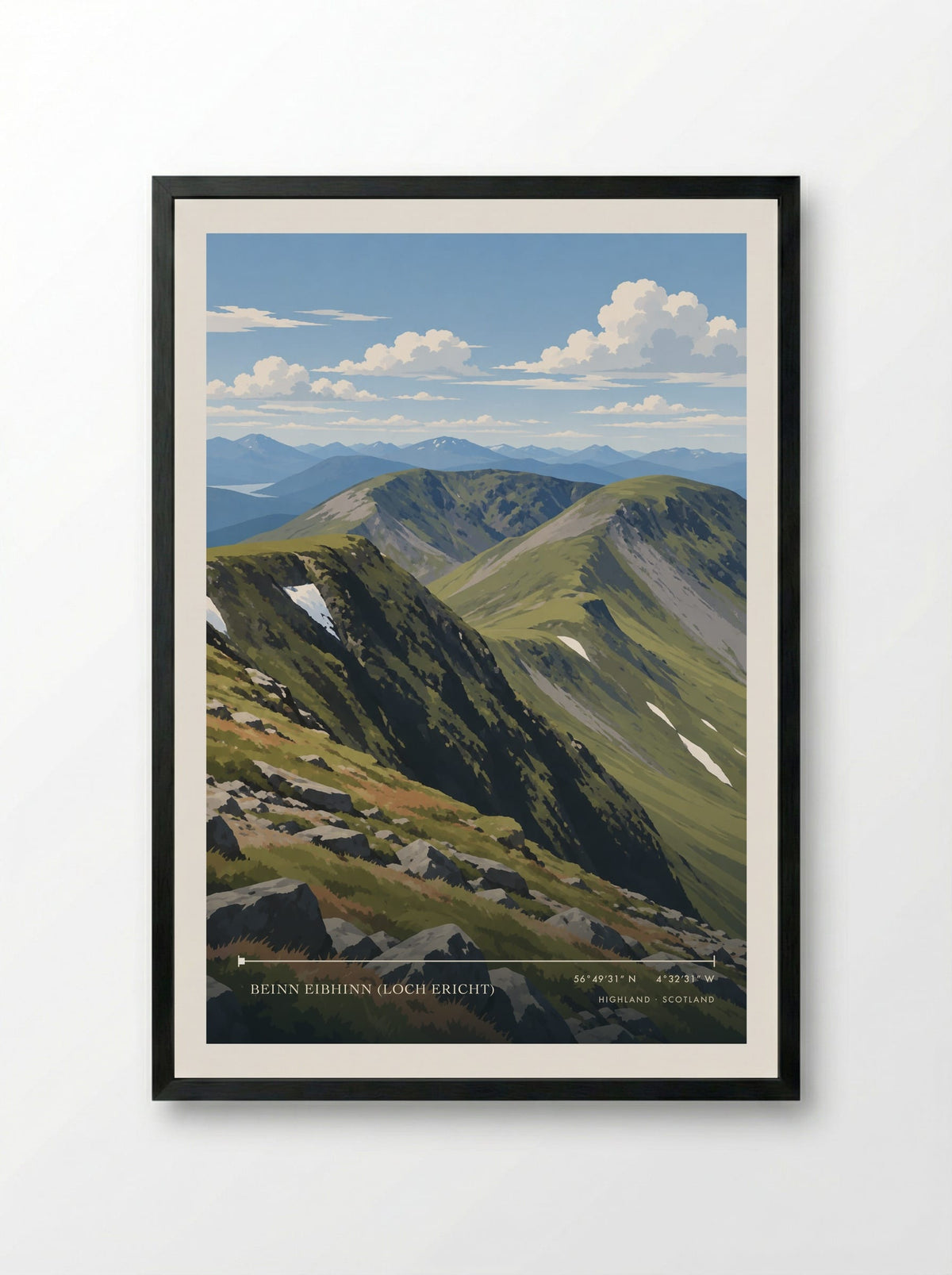 Beinn Eibhinn (Loch Ericht), Highland | Travel Poster - Framed Print Black
