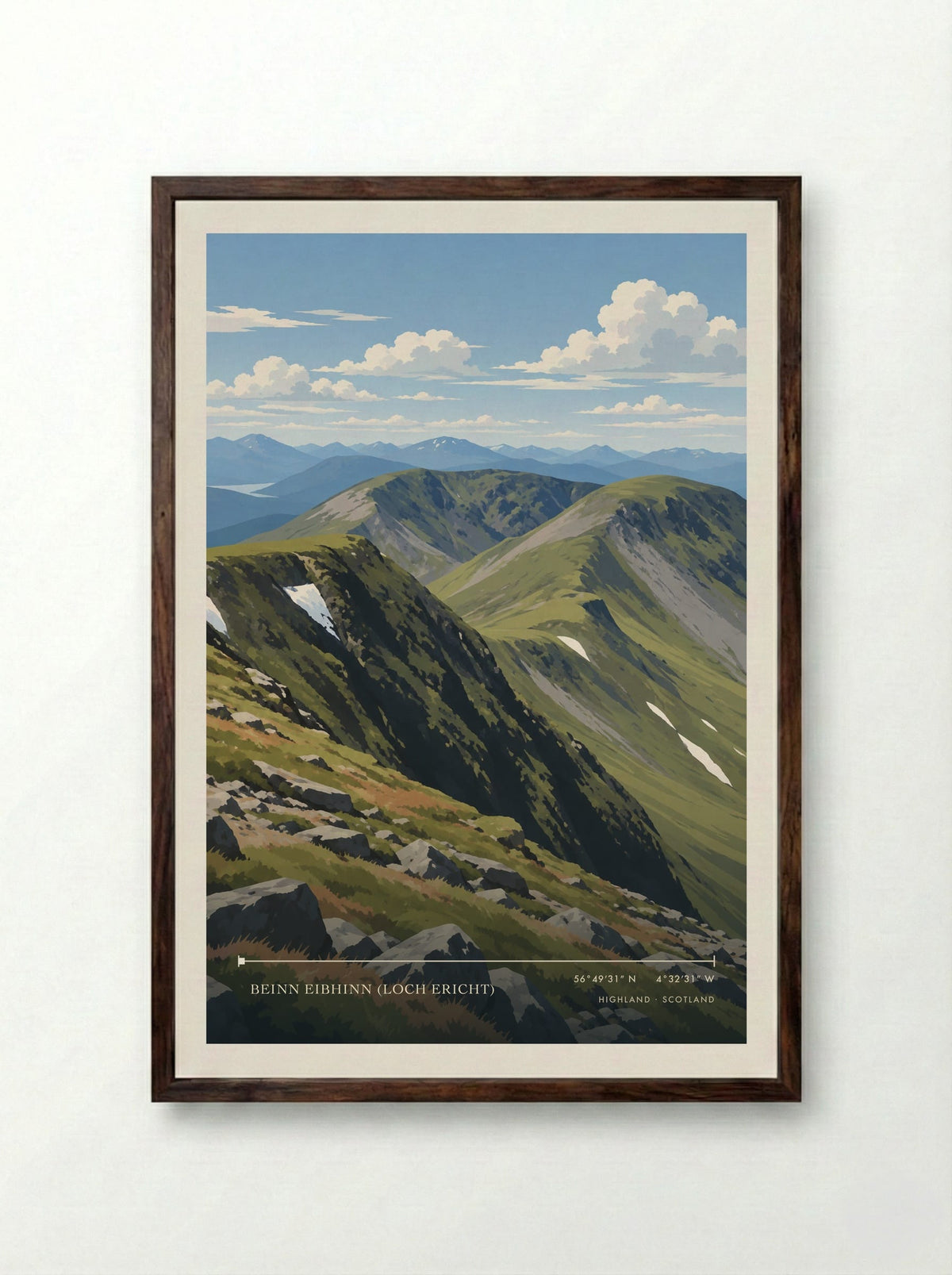 Beinn Eibhinn (Loch Ericht), Highland | Travel Poster - Framed Print Dark Wood