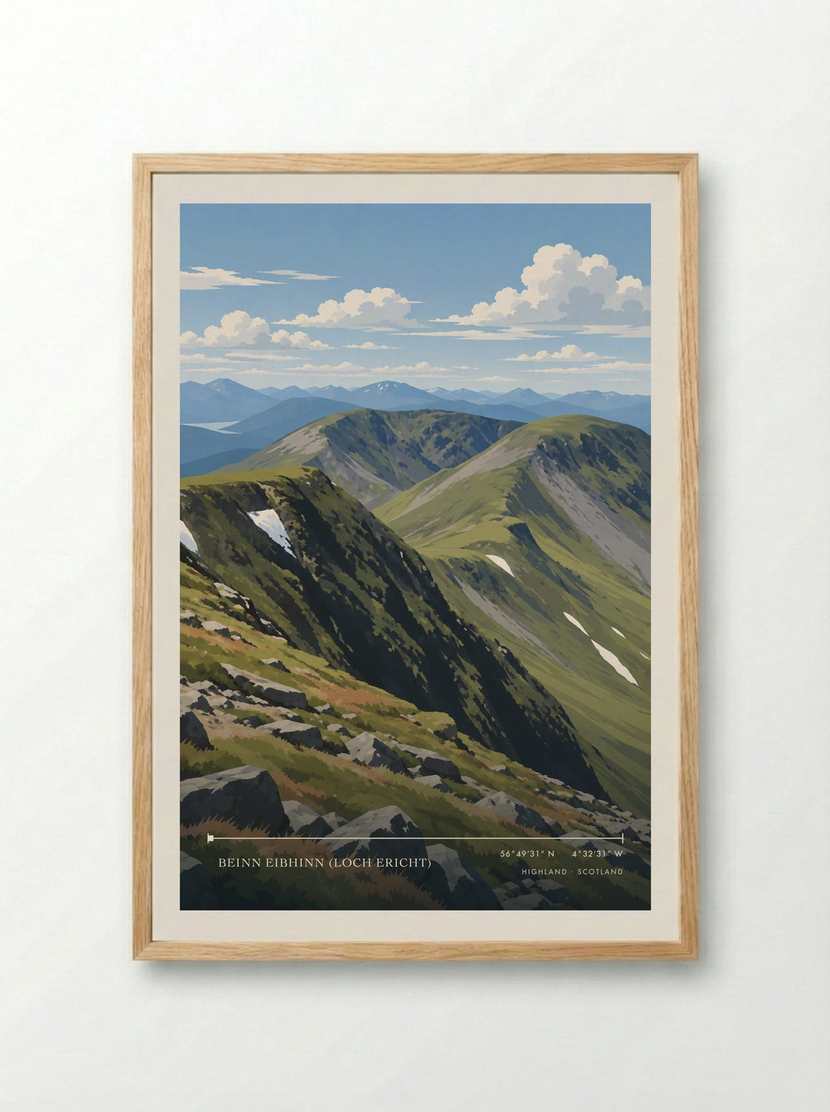 Beinn Eibhinn (Loch Ericht), Highland | Travel Poster - Framed Print Wood