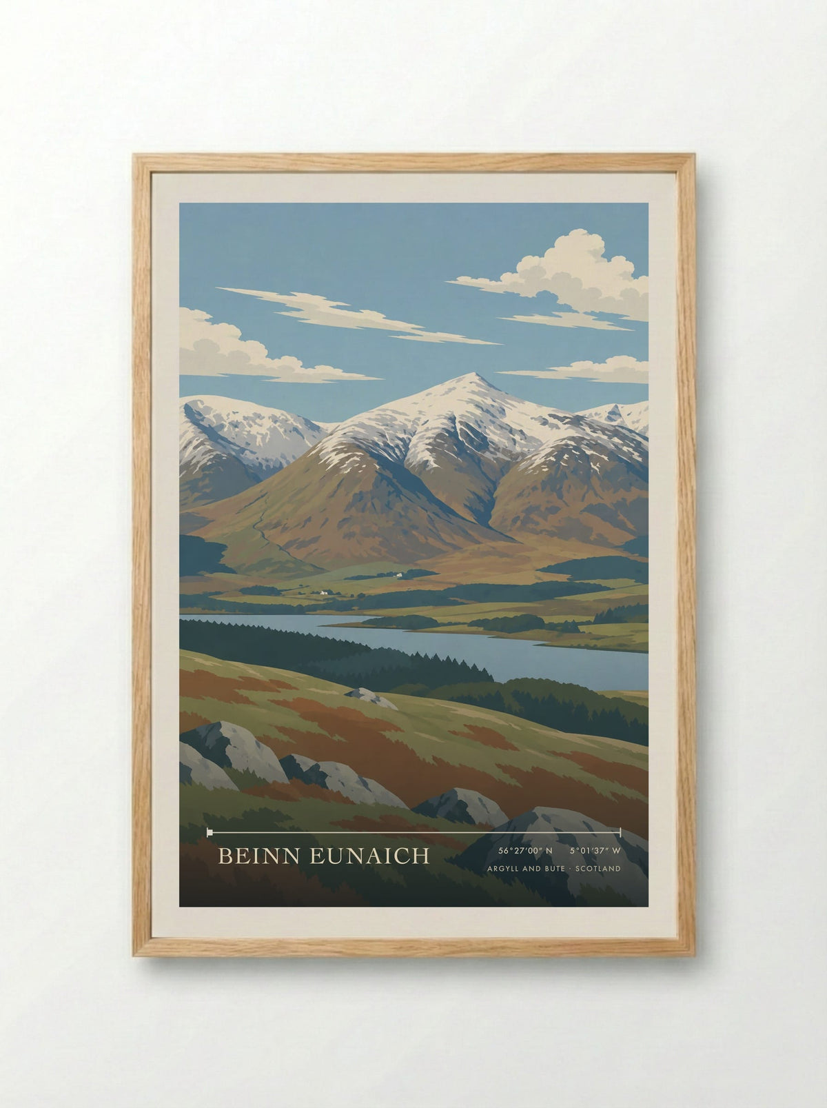 Beinn Eunaich, Argyll and Bute | Travel Poster - Framed Print Wood