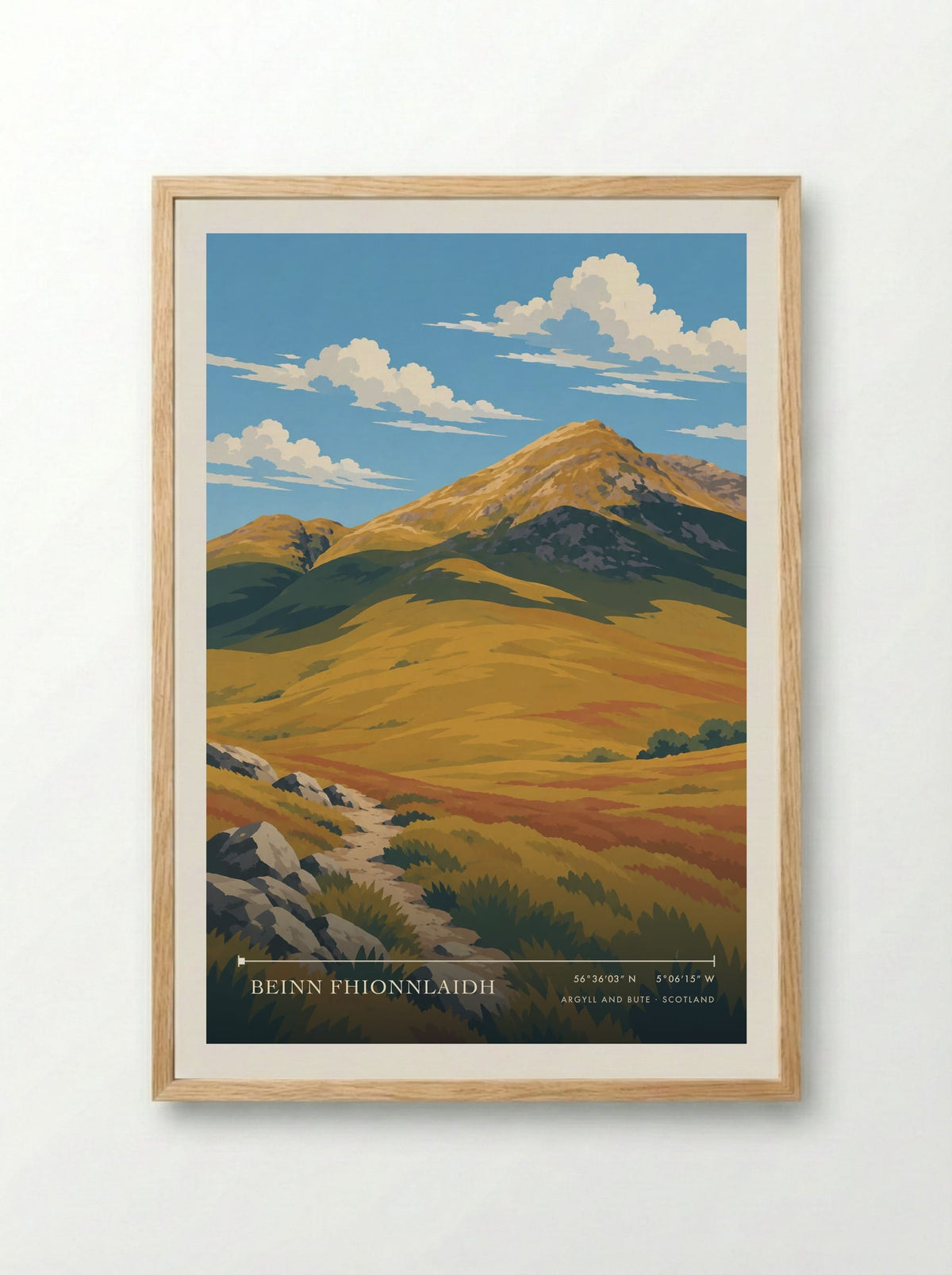 Beinn Fhionnlaidh, Argyll and Bute | Travel Poster - Framed Print Wood