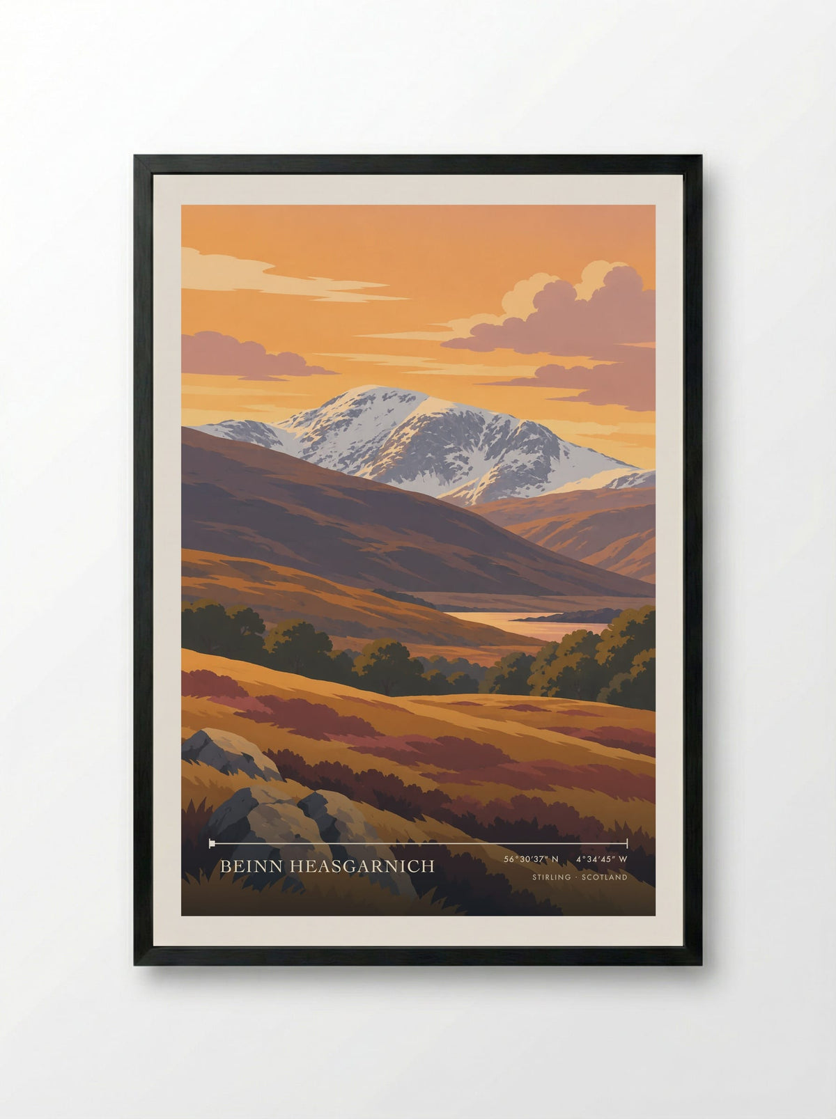 Beinn Heasgarnich, Stirling | Travel Poster - Framed Print Black