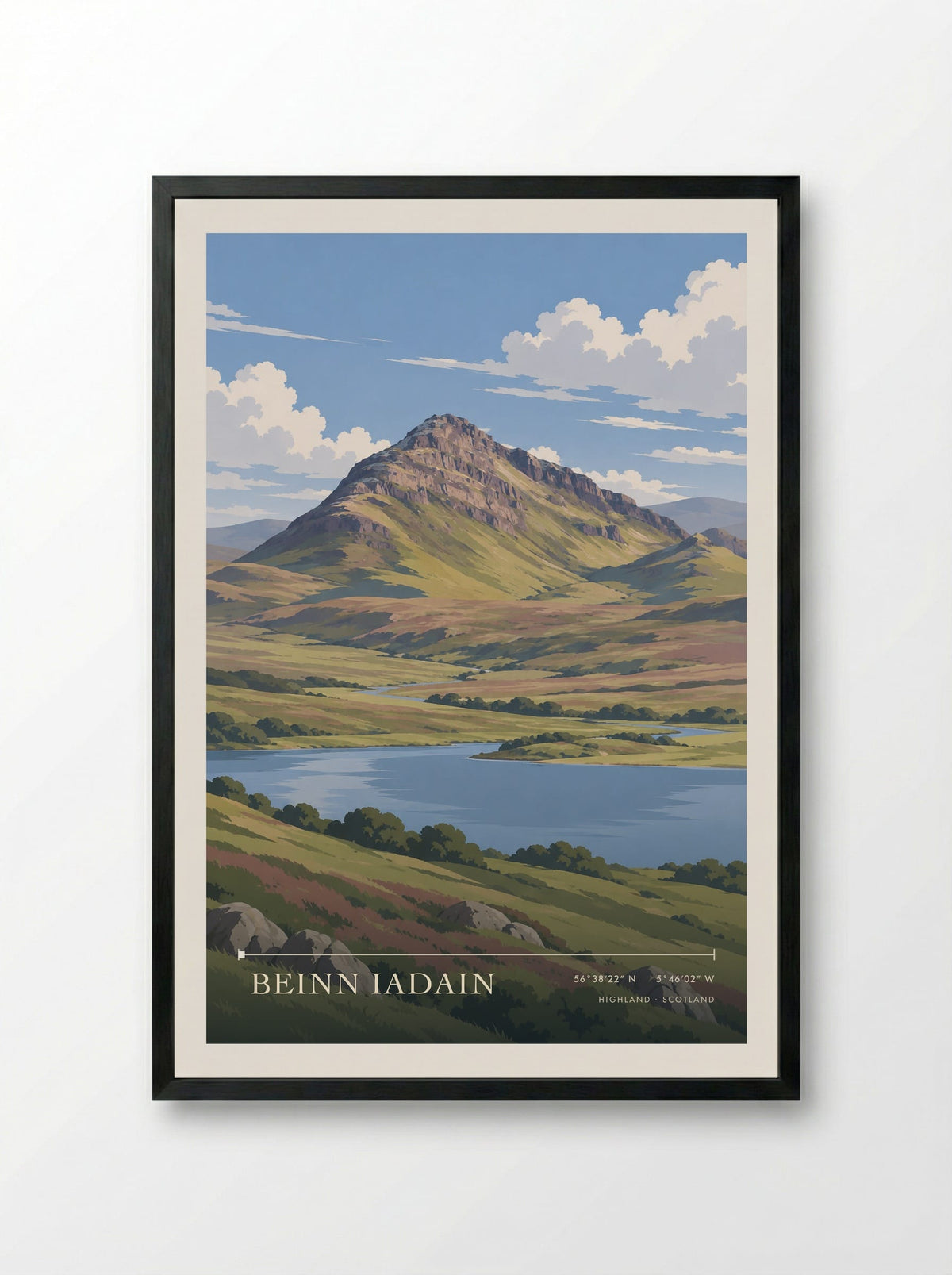 Beinn Iadain, Highland | Travel Poster - Framed Print Black