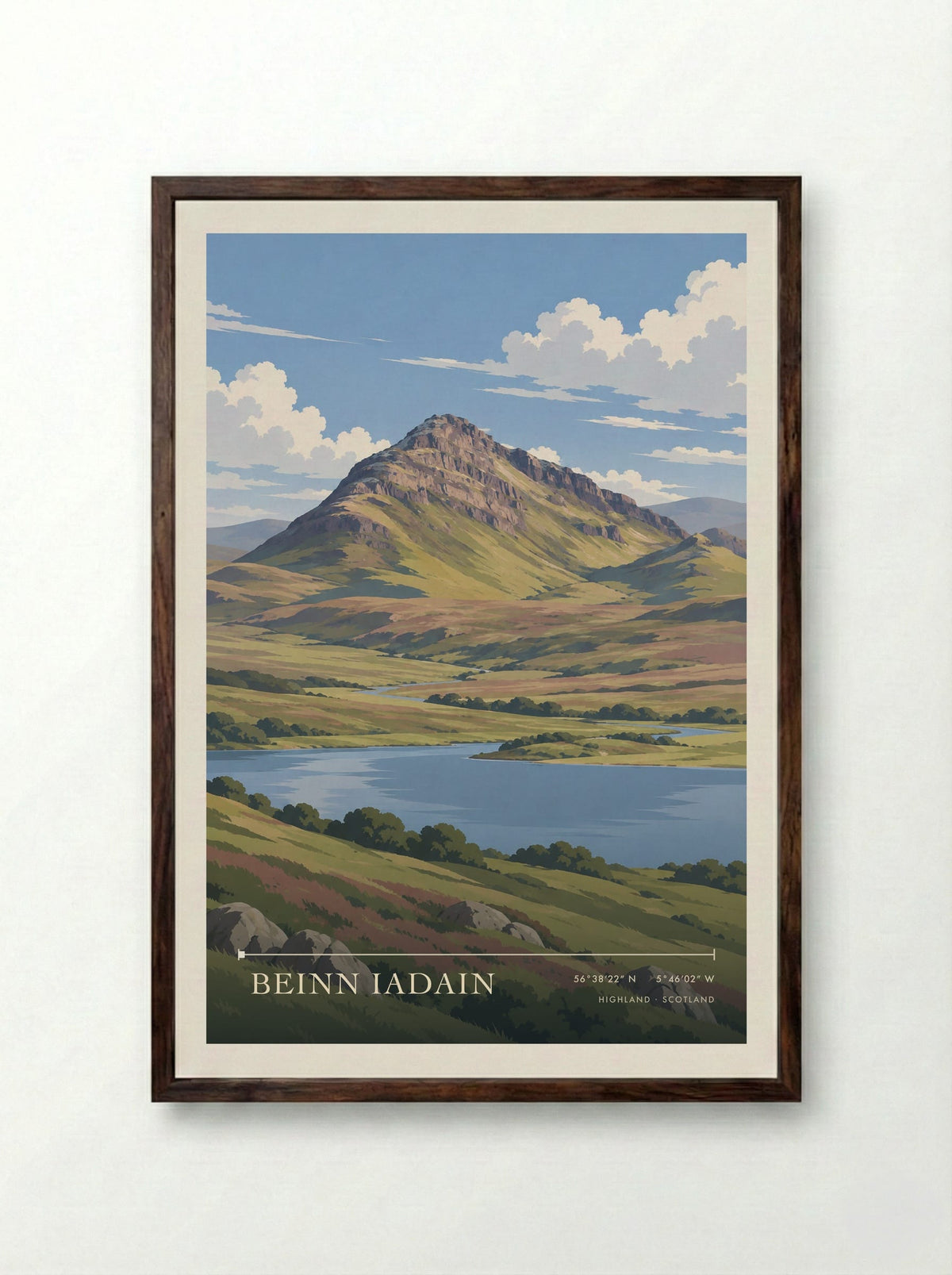 Beinn Iadain, Highland | Travel Poster - Framed Print Dark Wood