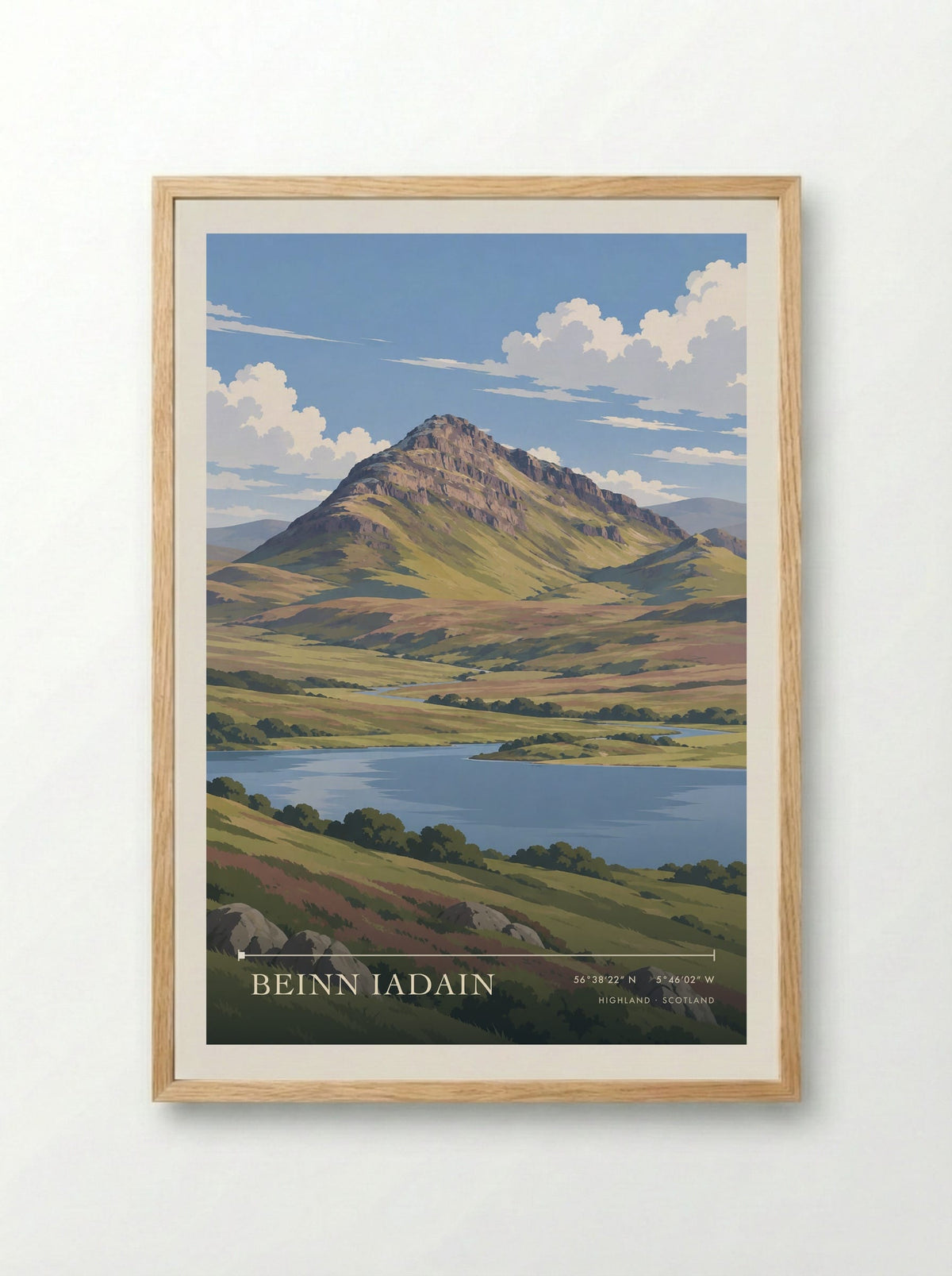 Beinn Iadain, Highland | Travel Poster - Framed Print Wood