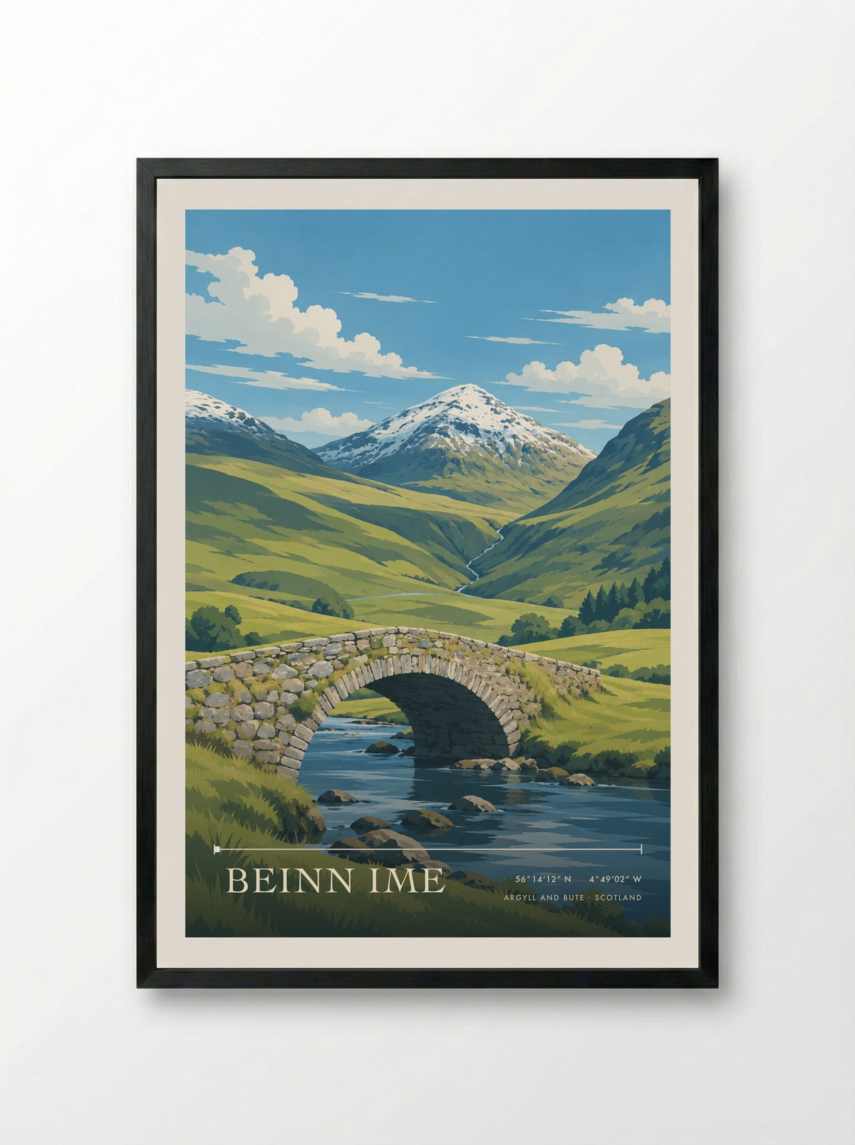 Beinn Ime, Argyll and Bute | Travel Poster - Framed Print Black