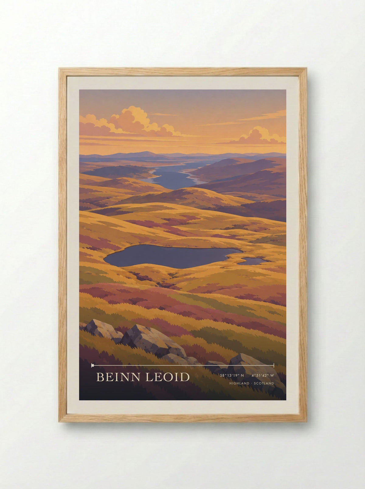 Beinn Leoid, Highland | Travel Poster - Framed Print Wood