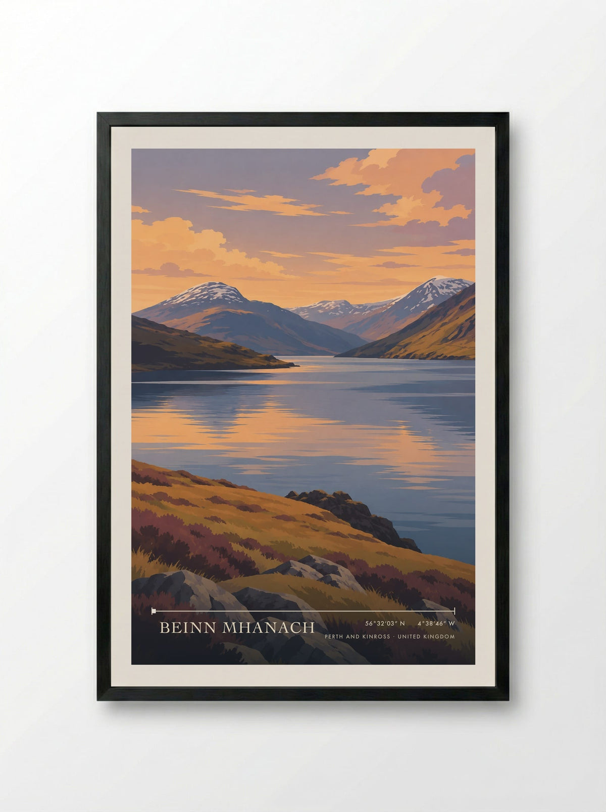 Beinn Mhanach, Perth and Kinross | Travel Poster - Framed Print Black
