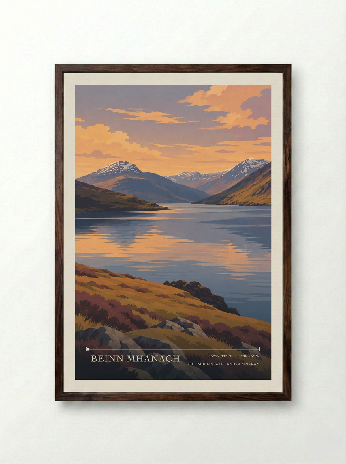 Beinn Mhanach, Perth and Kinross | Travel Poster - Framed Print Dark Wood