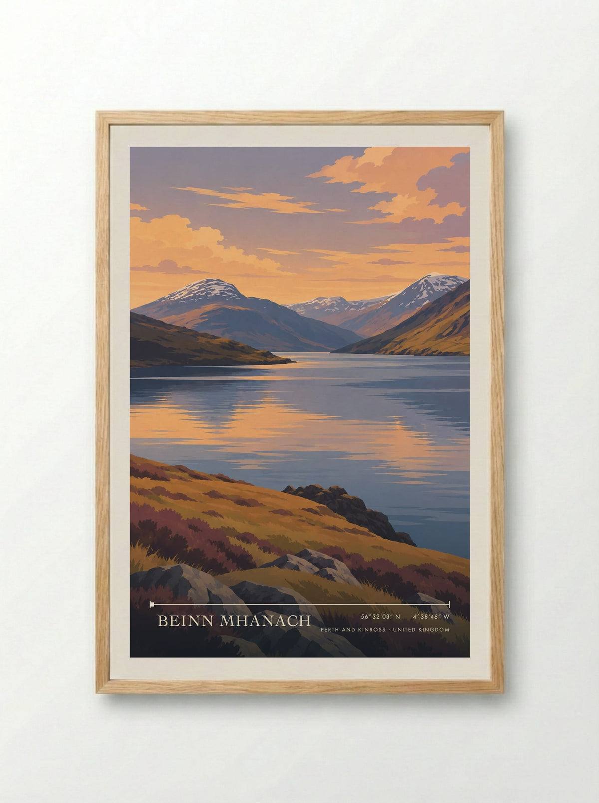 Beinn Mhanach, Perth and Kinross | Travel Poster - Framed Print Wood
