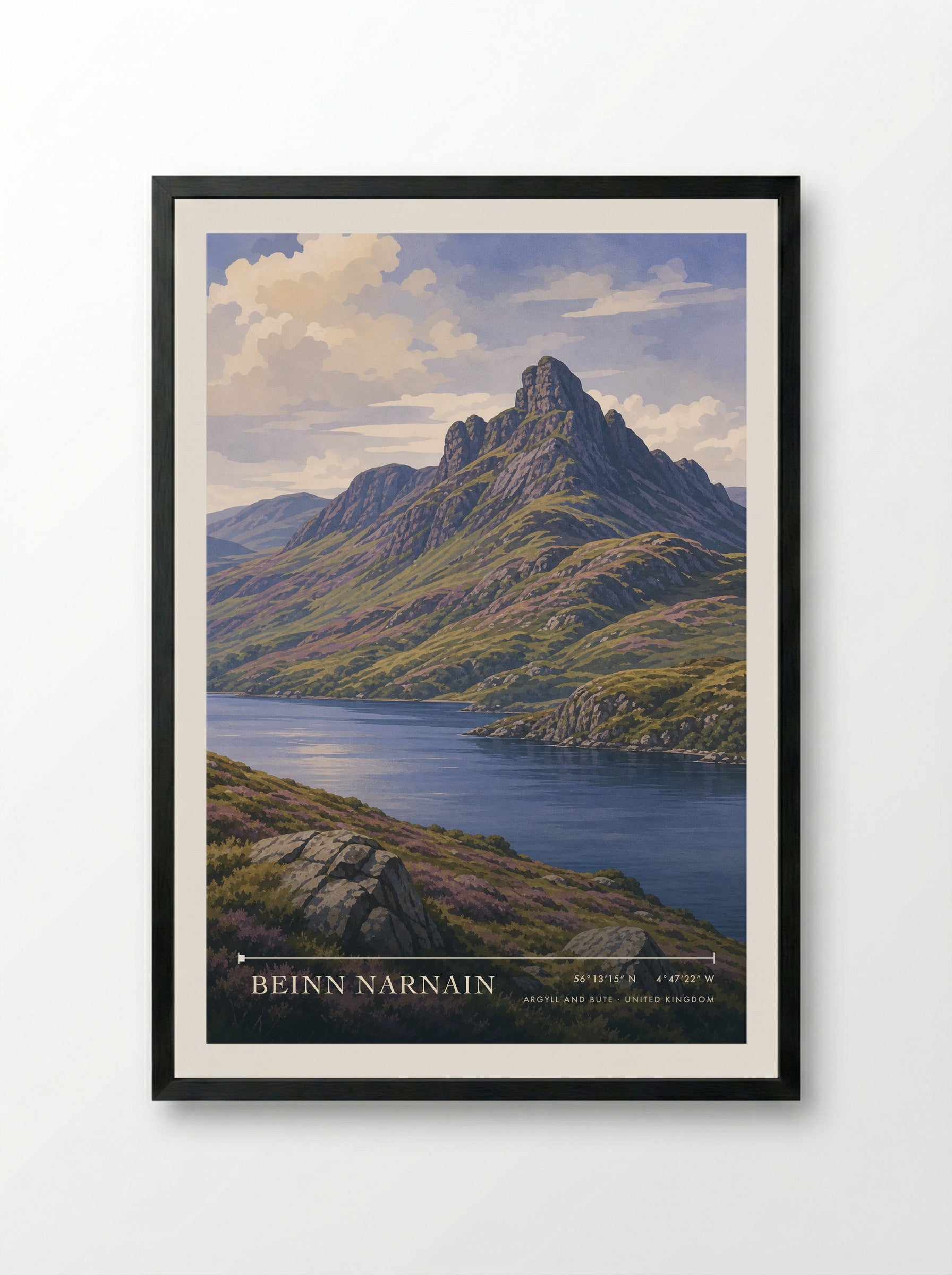 Beinn Narnain Argyll and Bute United Kingdom Travel Poster - Framed Print Black