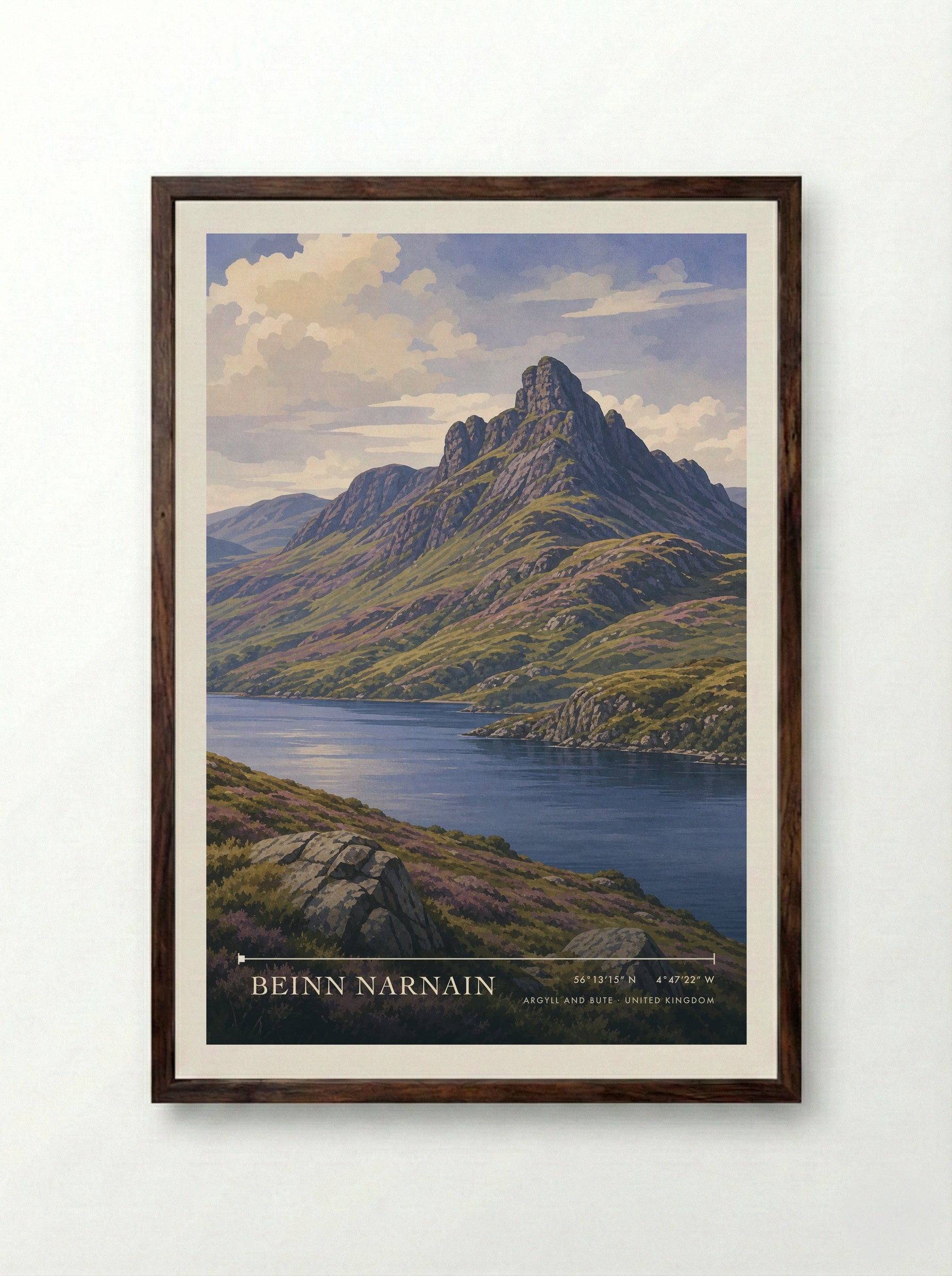 Beinn Narnain Argyll and Bute United Kingdom Travel Poster - Framed Print Dark Wood