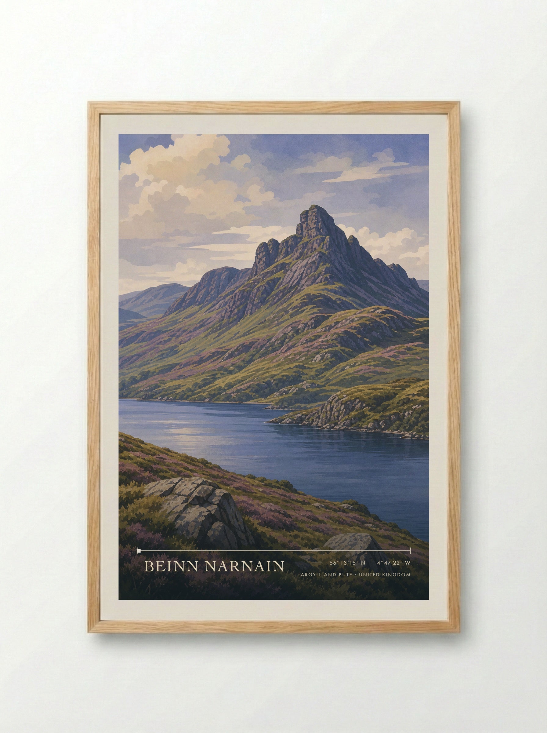 Beinn Narnain Argyll and Bute United Kingdom Travel Poster - Framed Print Wood