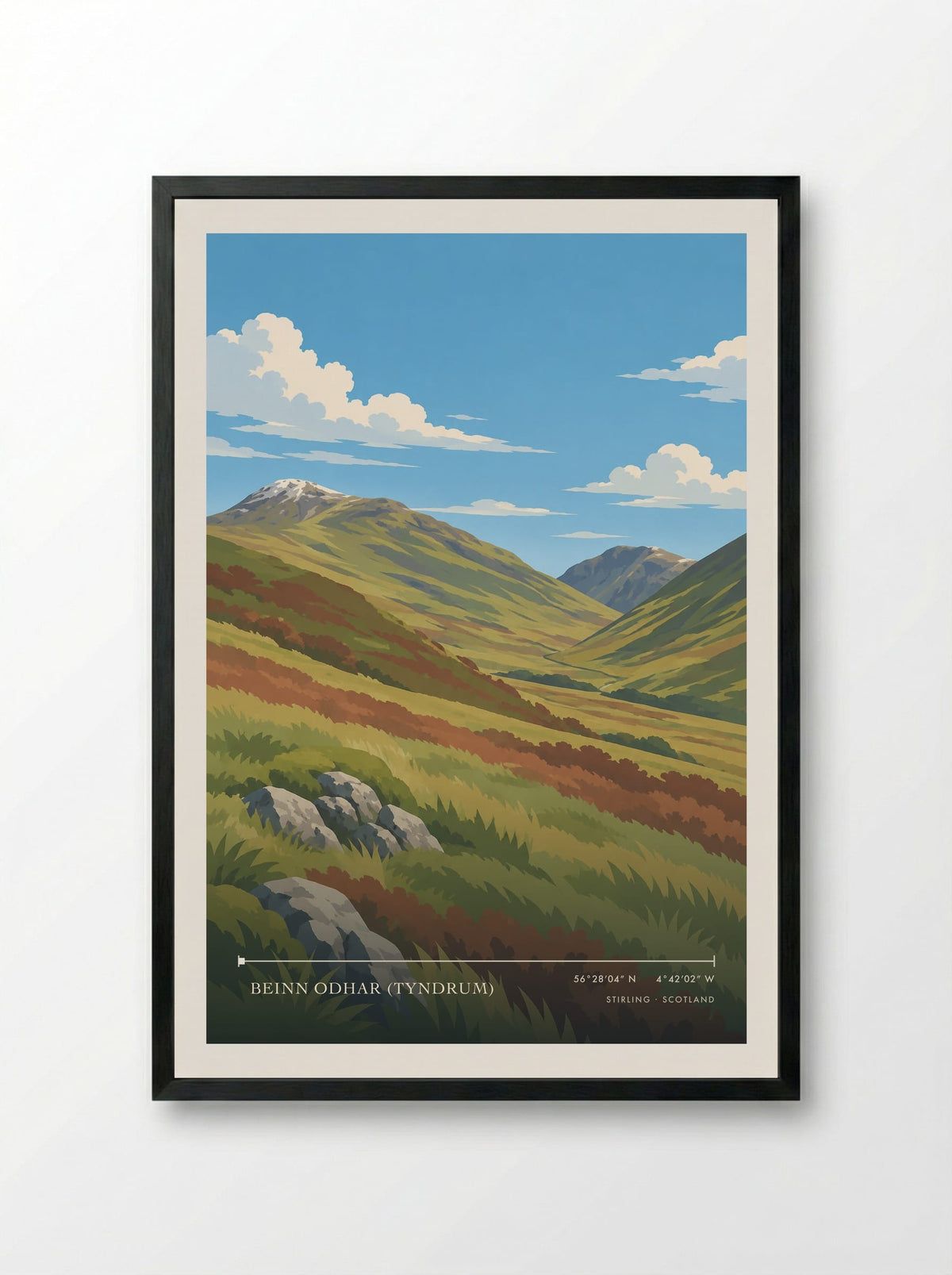 Beinn Odhar (Tyndrum), Stirling | Travel Poster - Framed Print Black