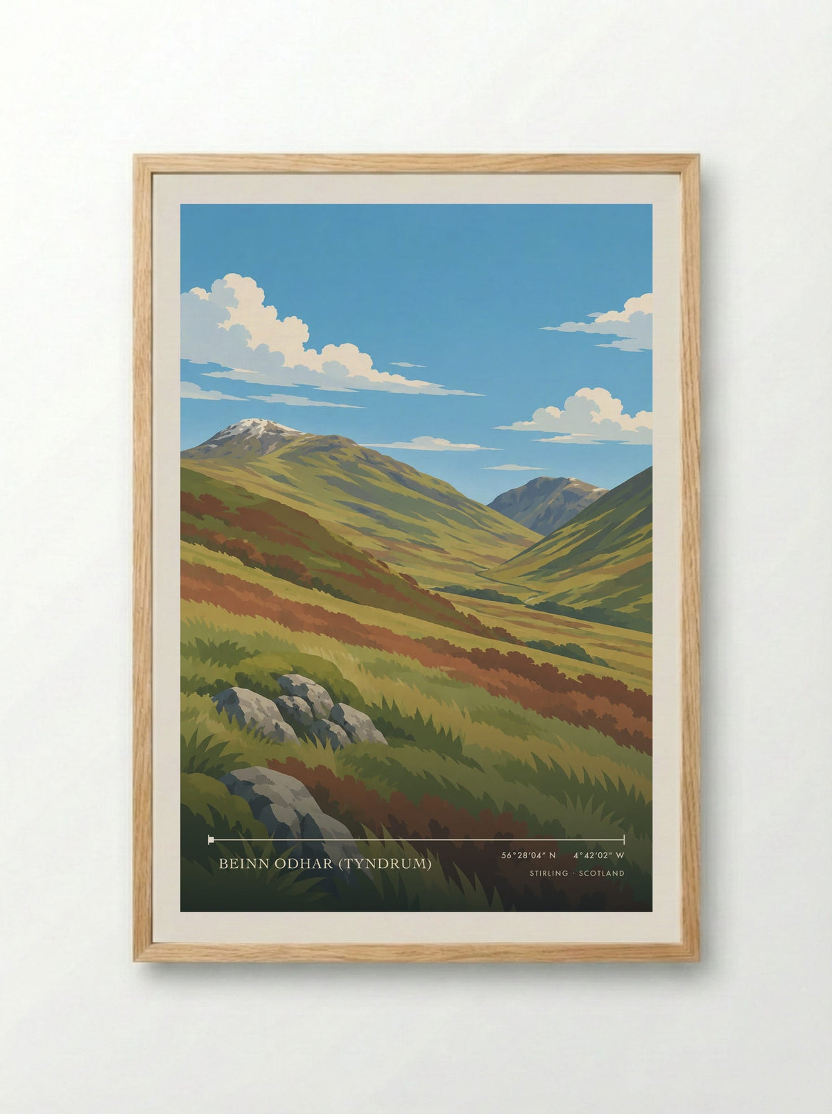 Beinn Odhar (Tyndrum), Stirling | Travel Poster - Framed Print Wood