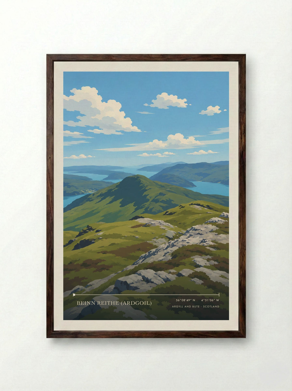 Beinn Reithe (Ardgoil), Argyll and Bute | Travel Poster - Framed Print Dark Wood