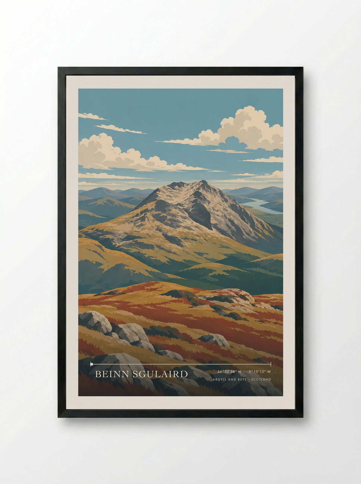 Beinn Sgulaird, Argyll and Bute | Travel Poster - Framed Print Black