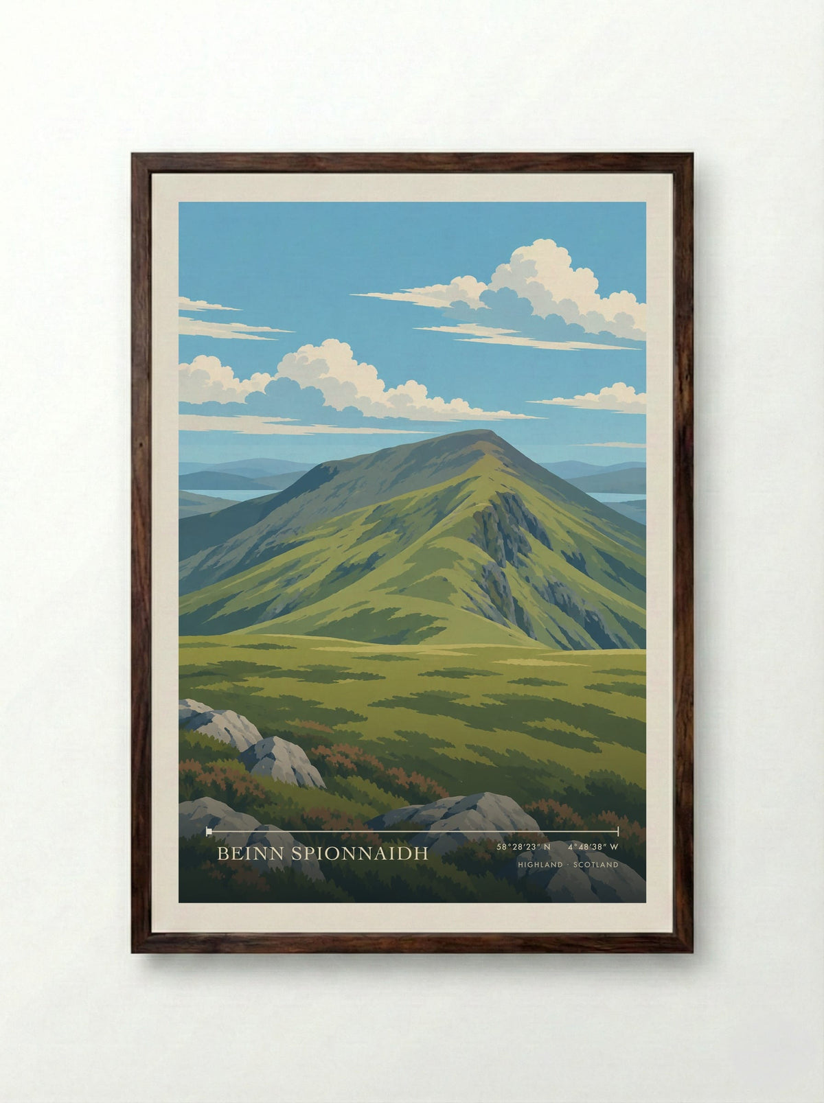 Beinn Spionnaidh, Highland | Travel Poster - Framed Print Dark Wood