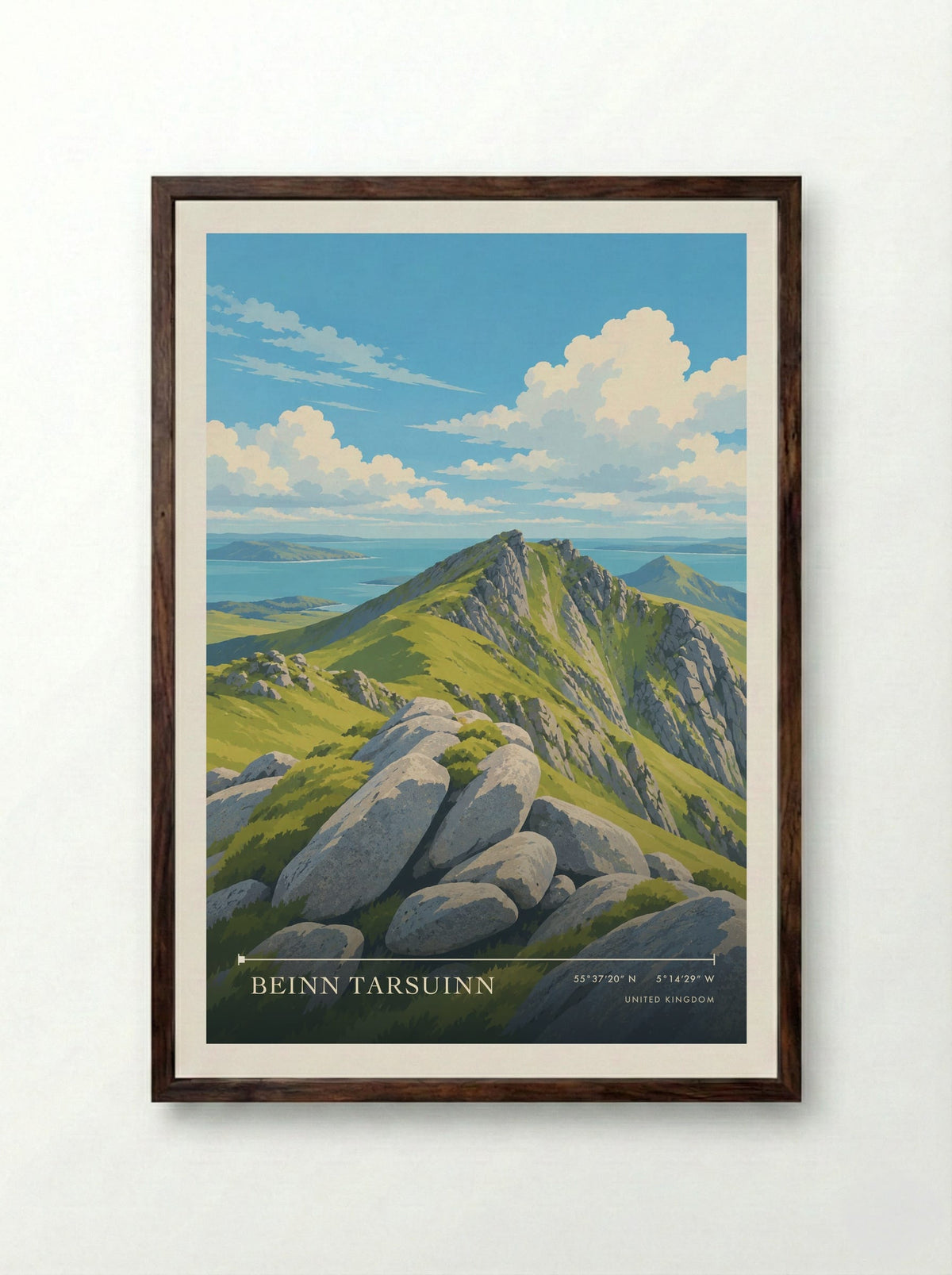 Beinn Tarsuinn | Travel Poster - Framed Print Dark Wood