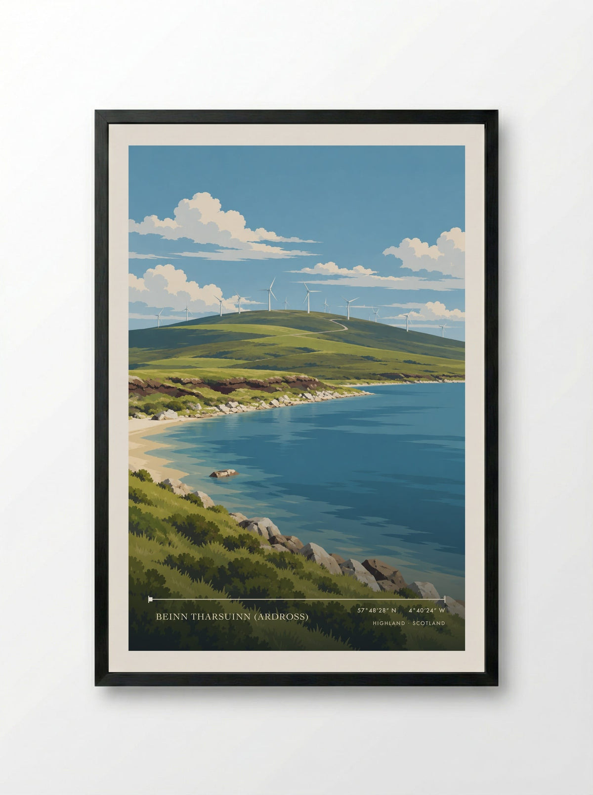 Beinn Tharsuinn (Ardross), Highland | Travel Poster - Framed Print Black