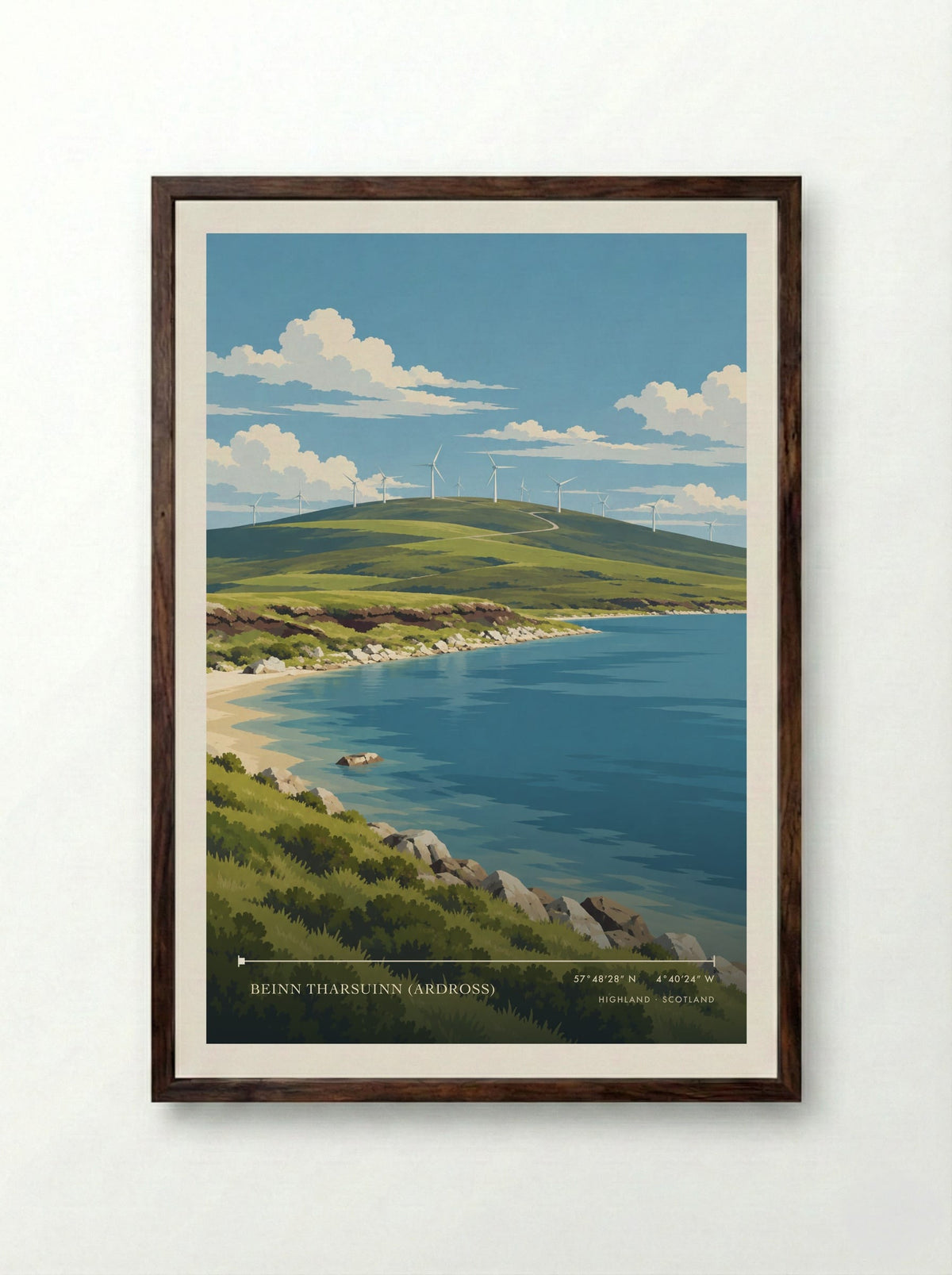 Beinn Tharsuinn (Ardross), Highland | Travel Poster - Framed Print Dark Wood