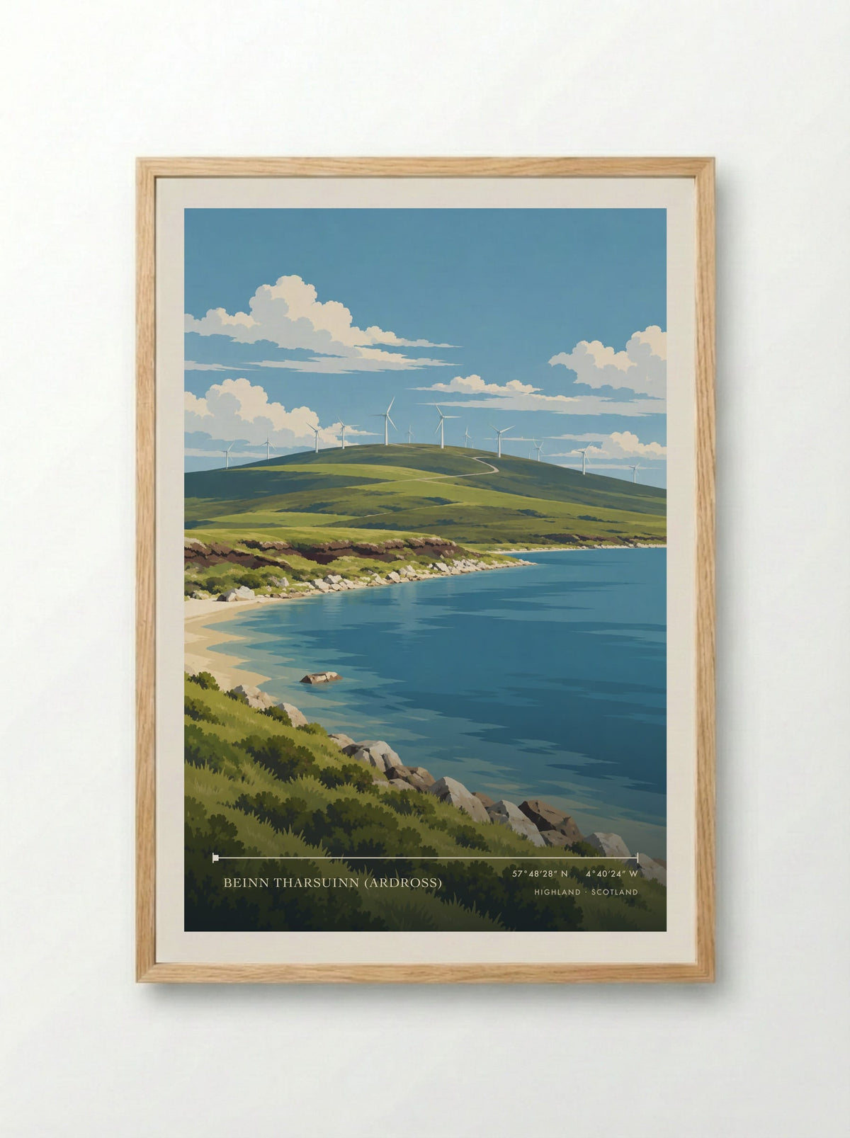 Beinn Tharsuinn (Ardross), Highland | Travel Poster - Framed Print Wood