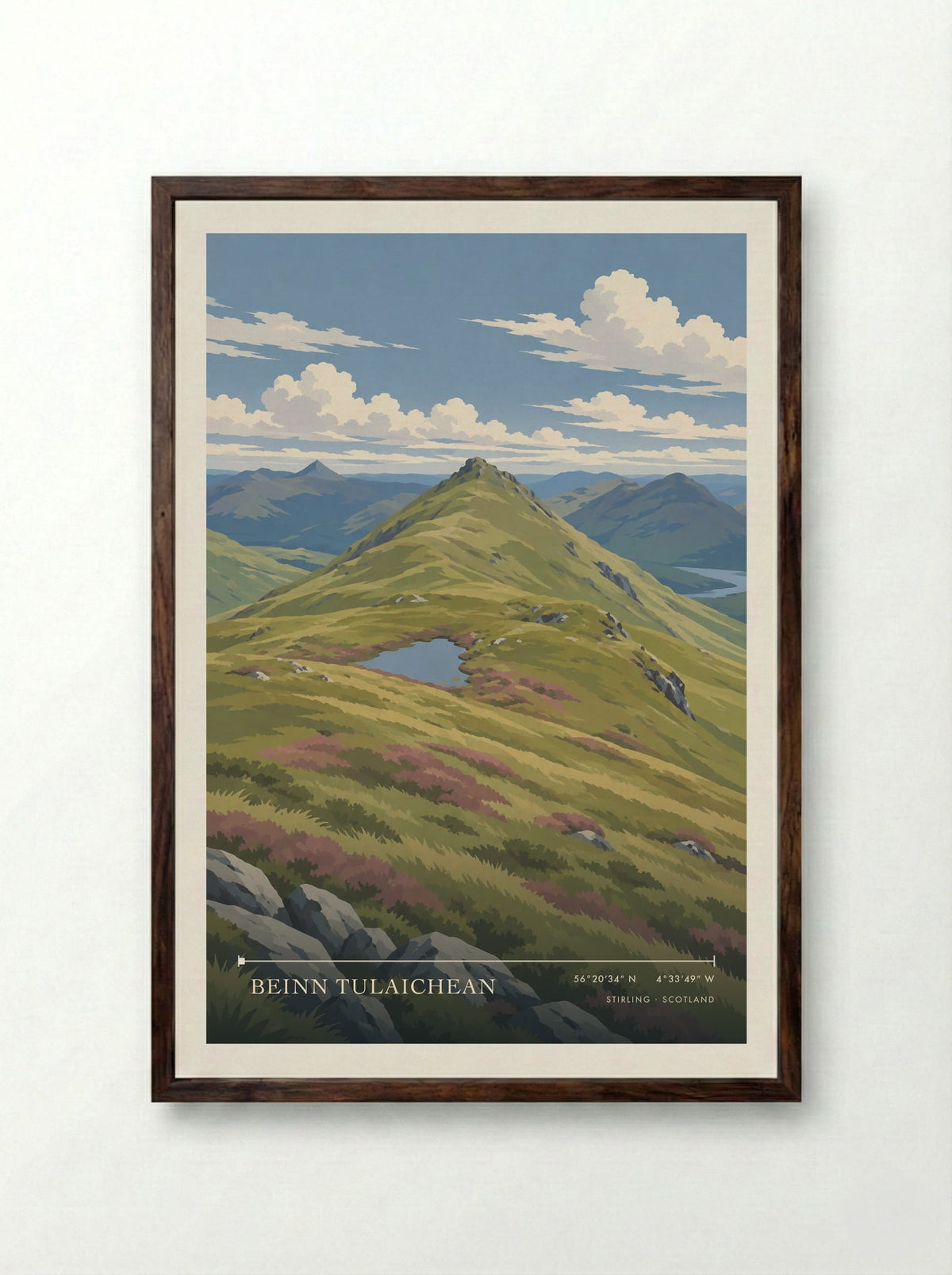 Beinn Tulaichean, Stirling | Travel Poster - Framed Print Dark Wood