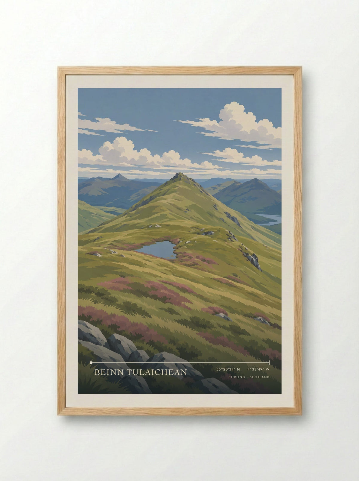 Beinn Tulaichean, Stirling | Travel Poster - Framed Print Wood